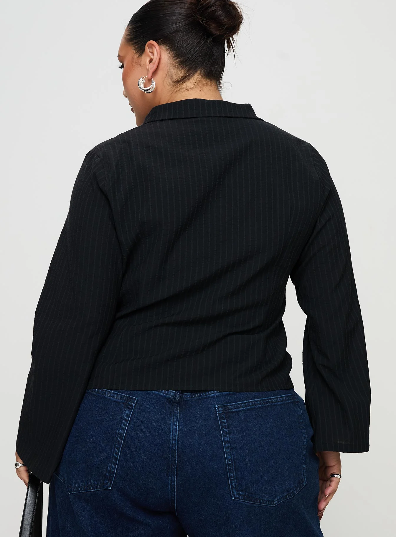 Anni Pinstripe Shirt Black Curve