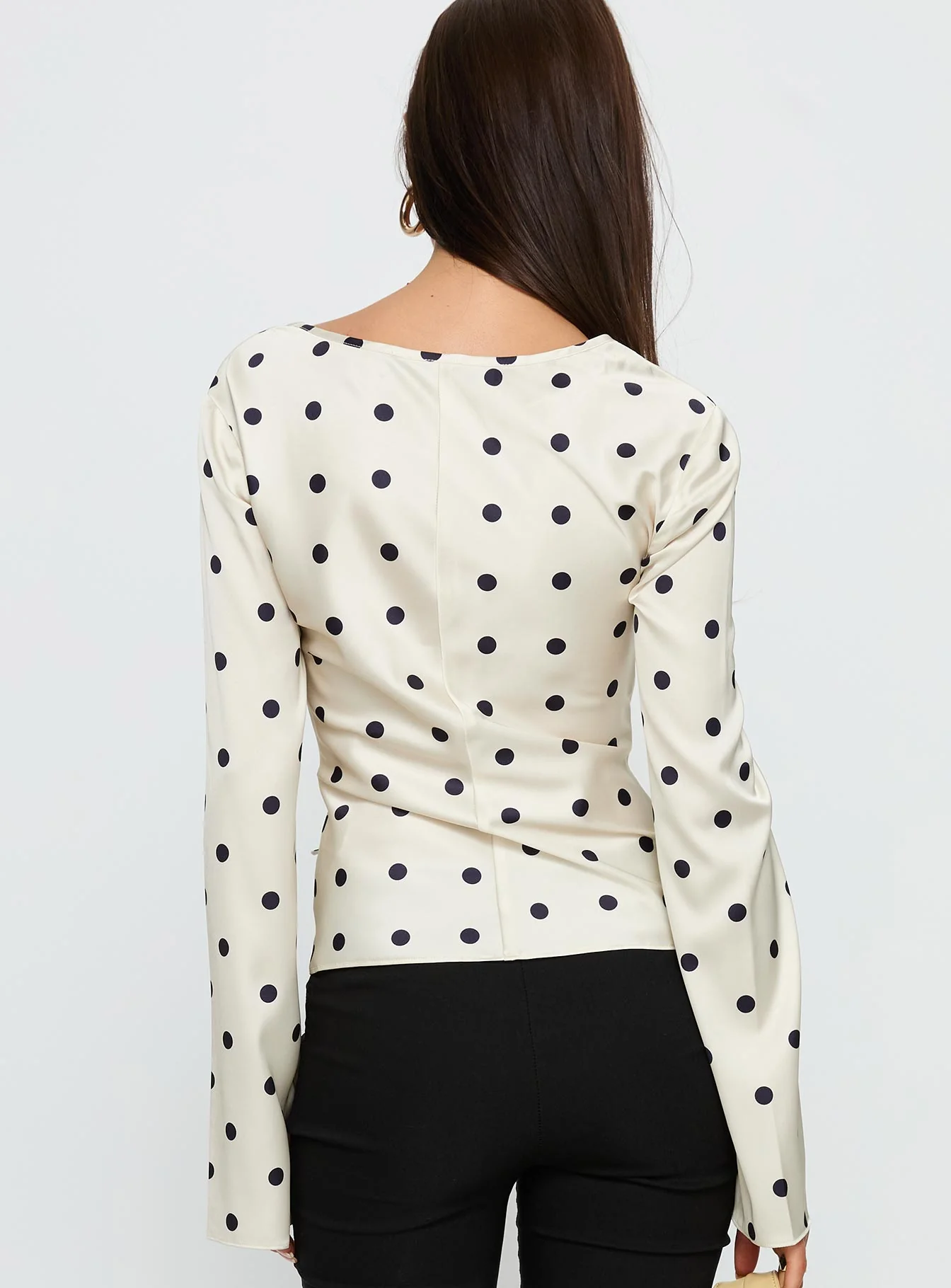 Mariah Long Sleeve Top Cream Polka