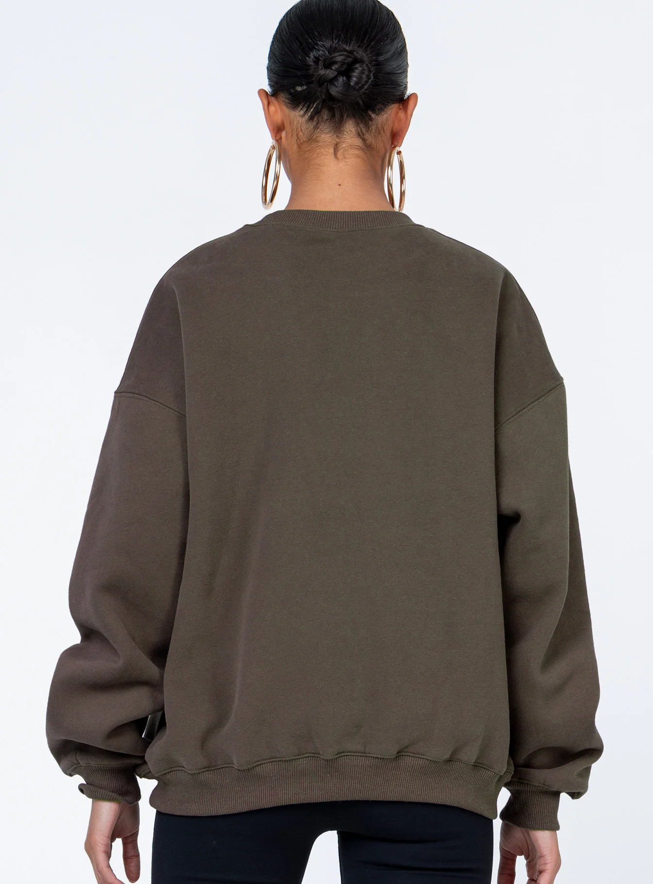 Club Basic Crewneck Sweatshirt Charcoal Brown