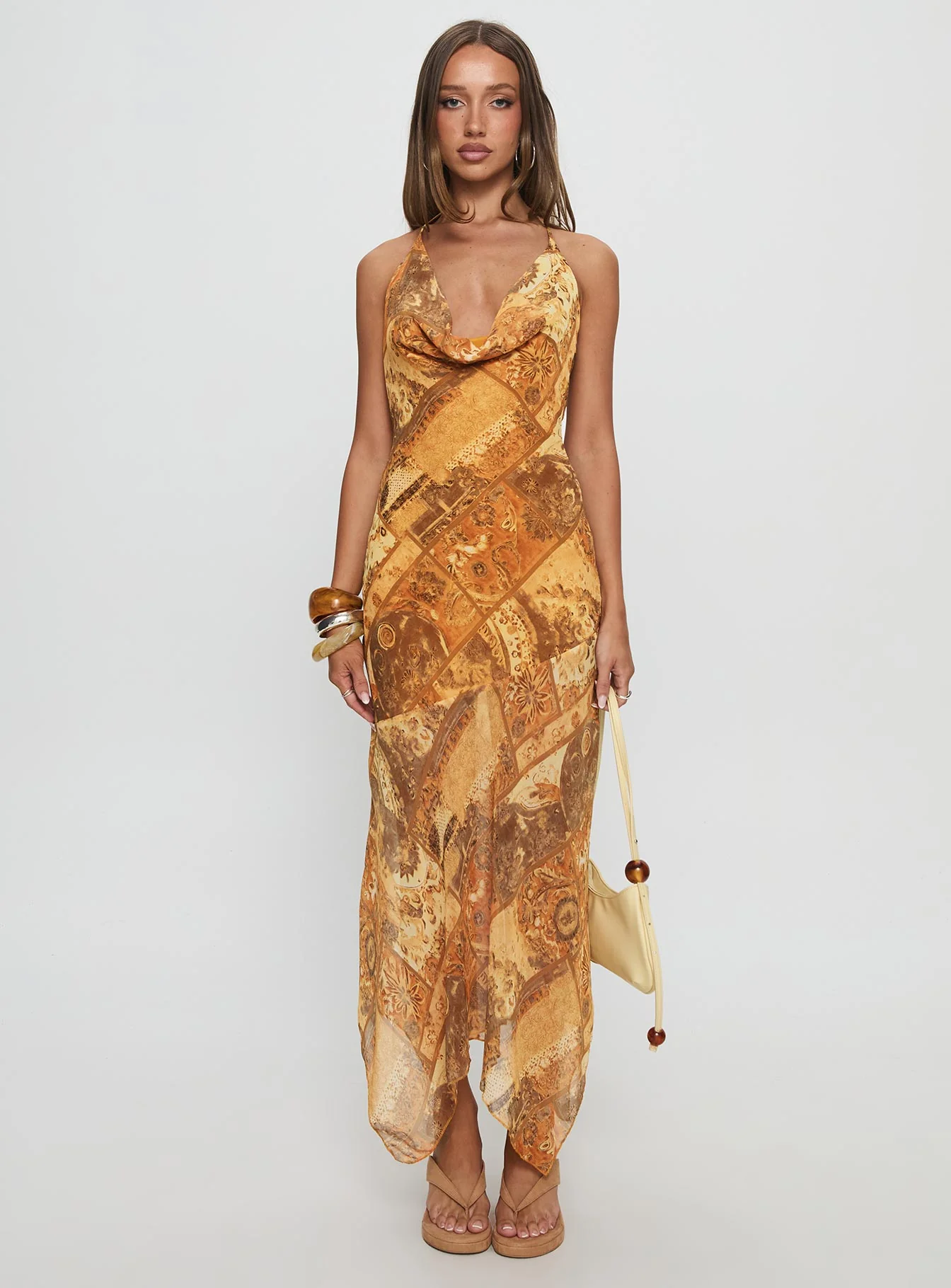 Lyanna Halter Cowl Neck Maxi Dress Multi