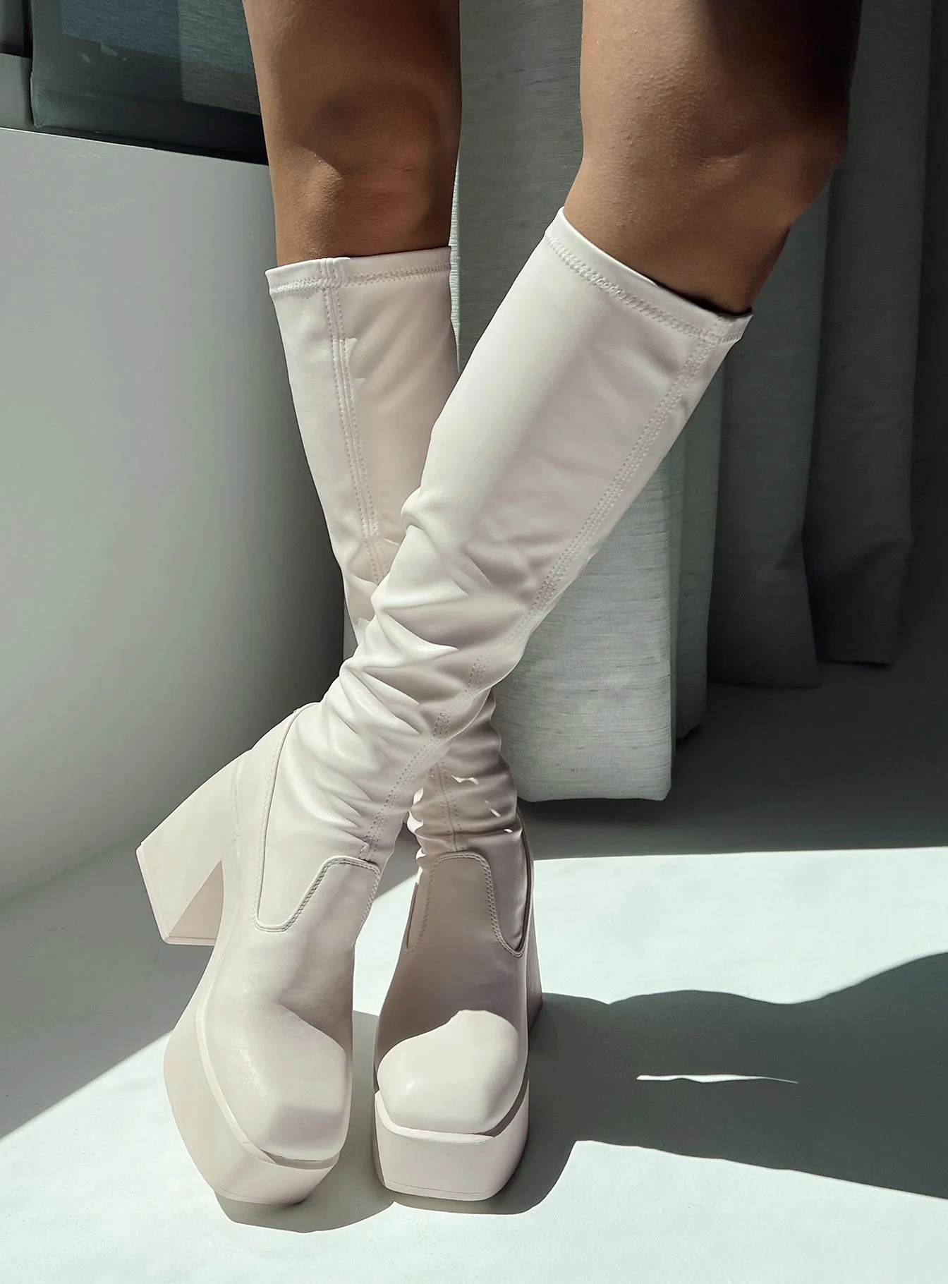 Windsor Smith BadGirls Buttermilk Stretch Sock Boots