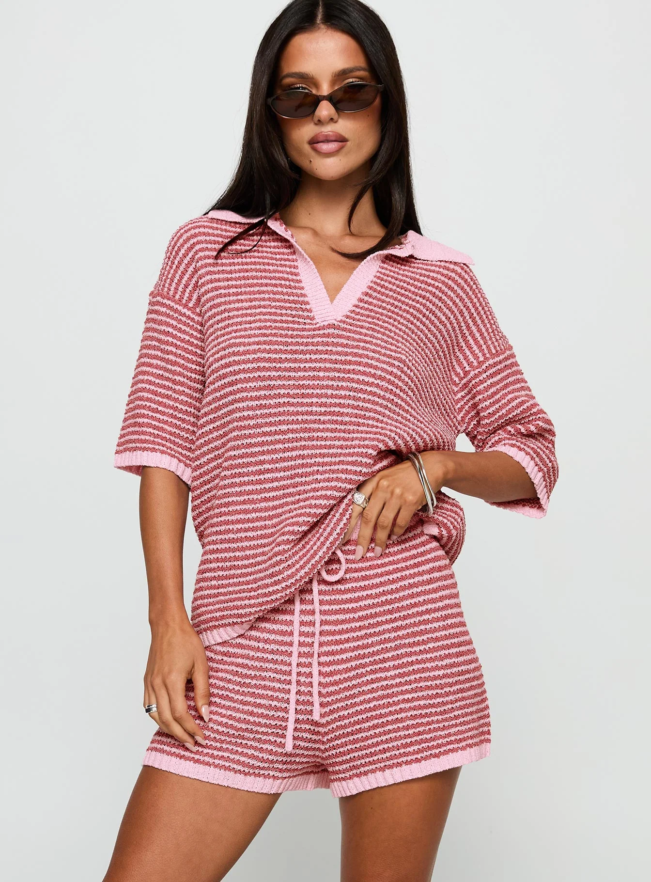 Pacifique Crochet Shorts Pink Multi