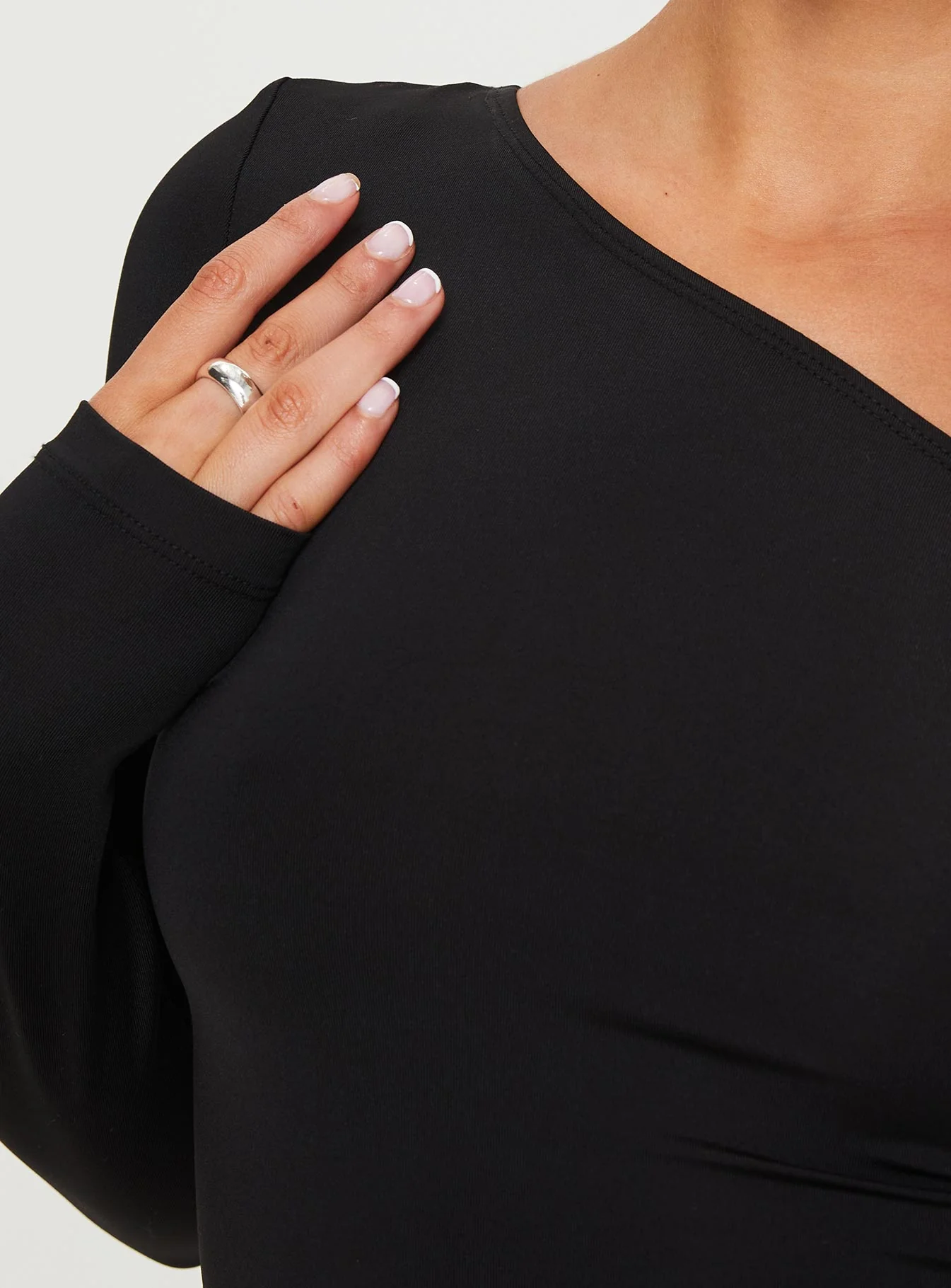 Halston One Shoulder Top Black