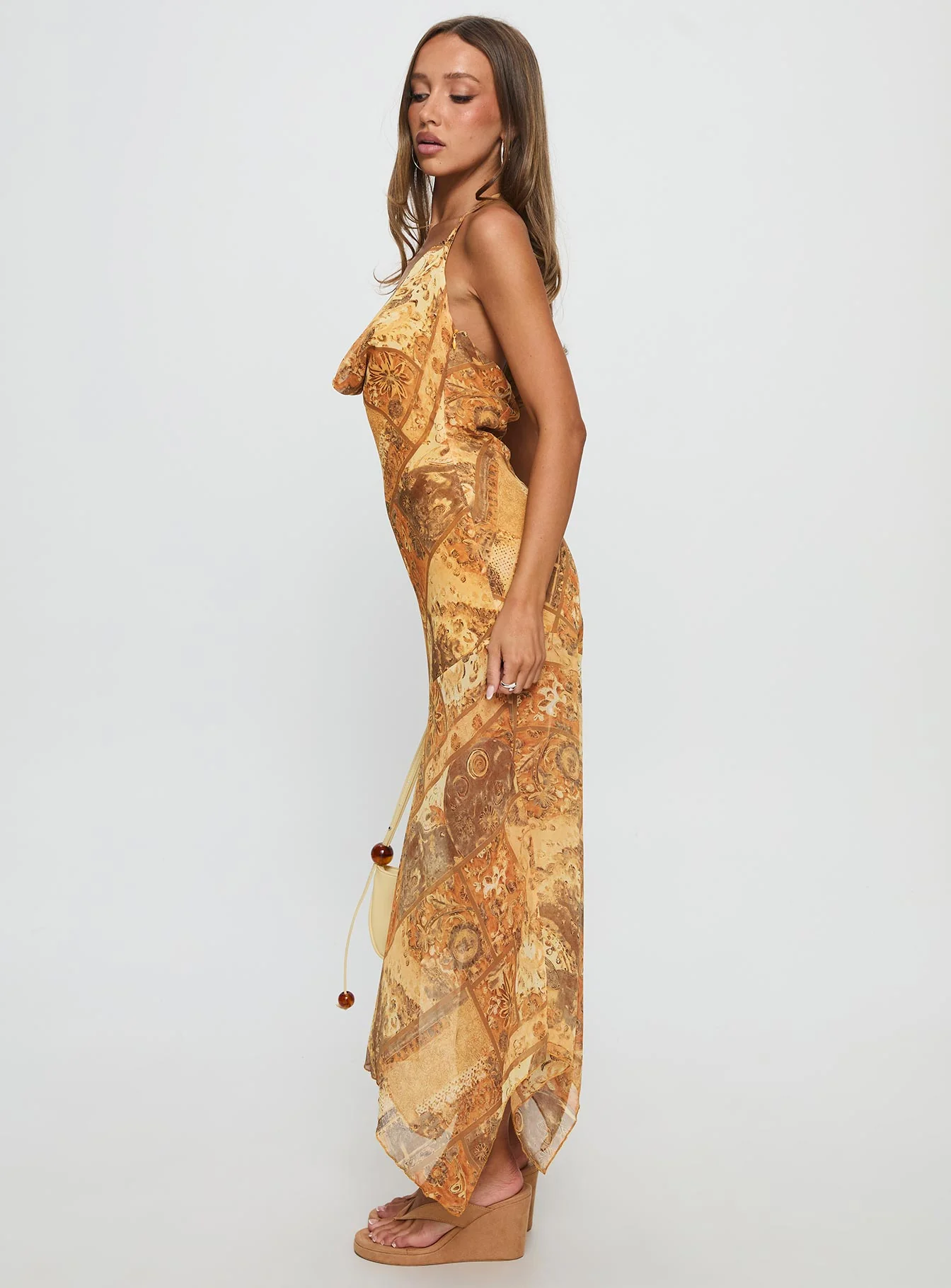 Lyanna Halter Cowl Neck Maxi Dress Multi