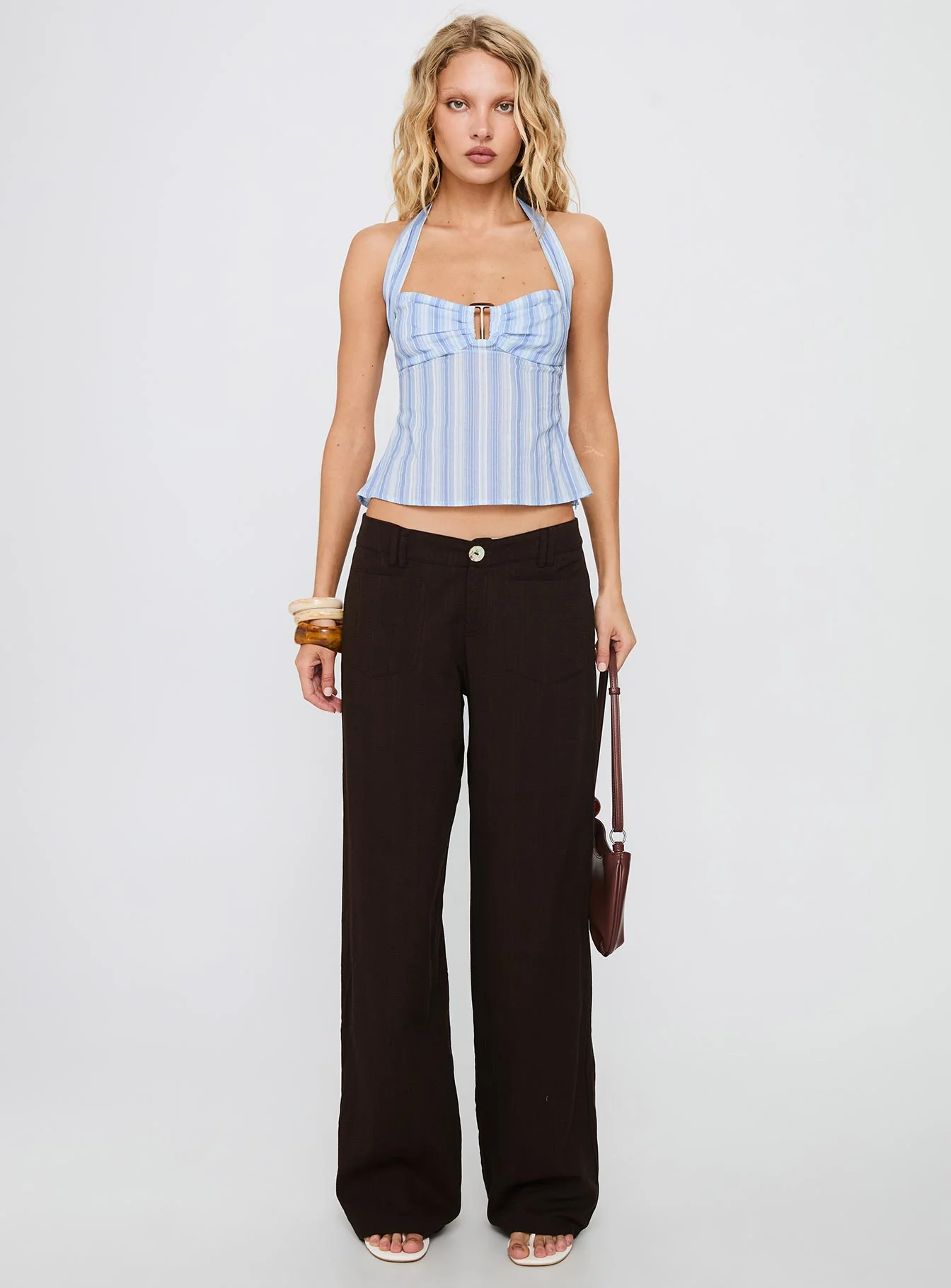 Isabetta Halter Top Blue Stripe