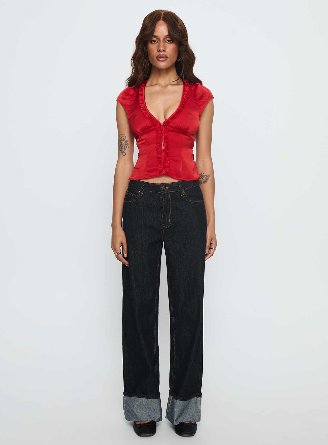 Tatianna Frill Blouse Top Red