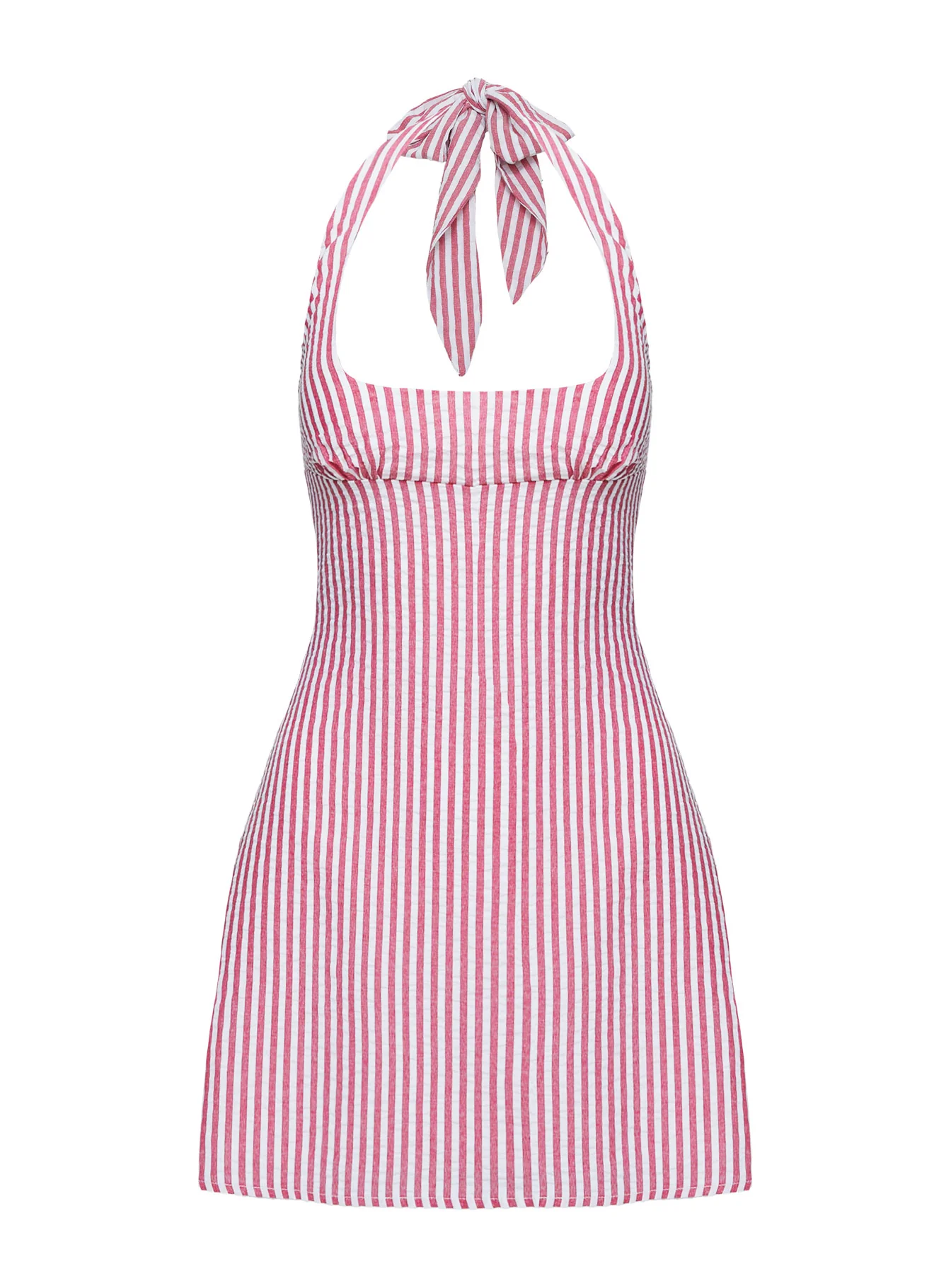 Kalico Halter Mini Dress Red / White Stripe