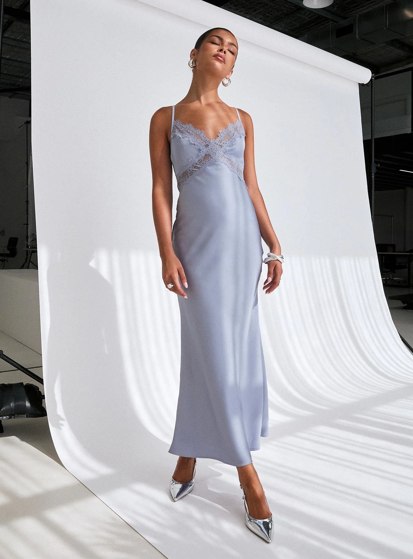 Treasure Bias Cut Maxi Dress Blue