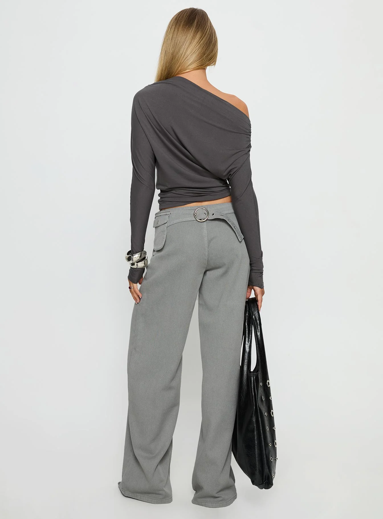 Incognito Low Rise Wide Leg Cargo Jeans Grey