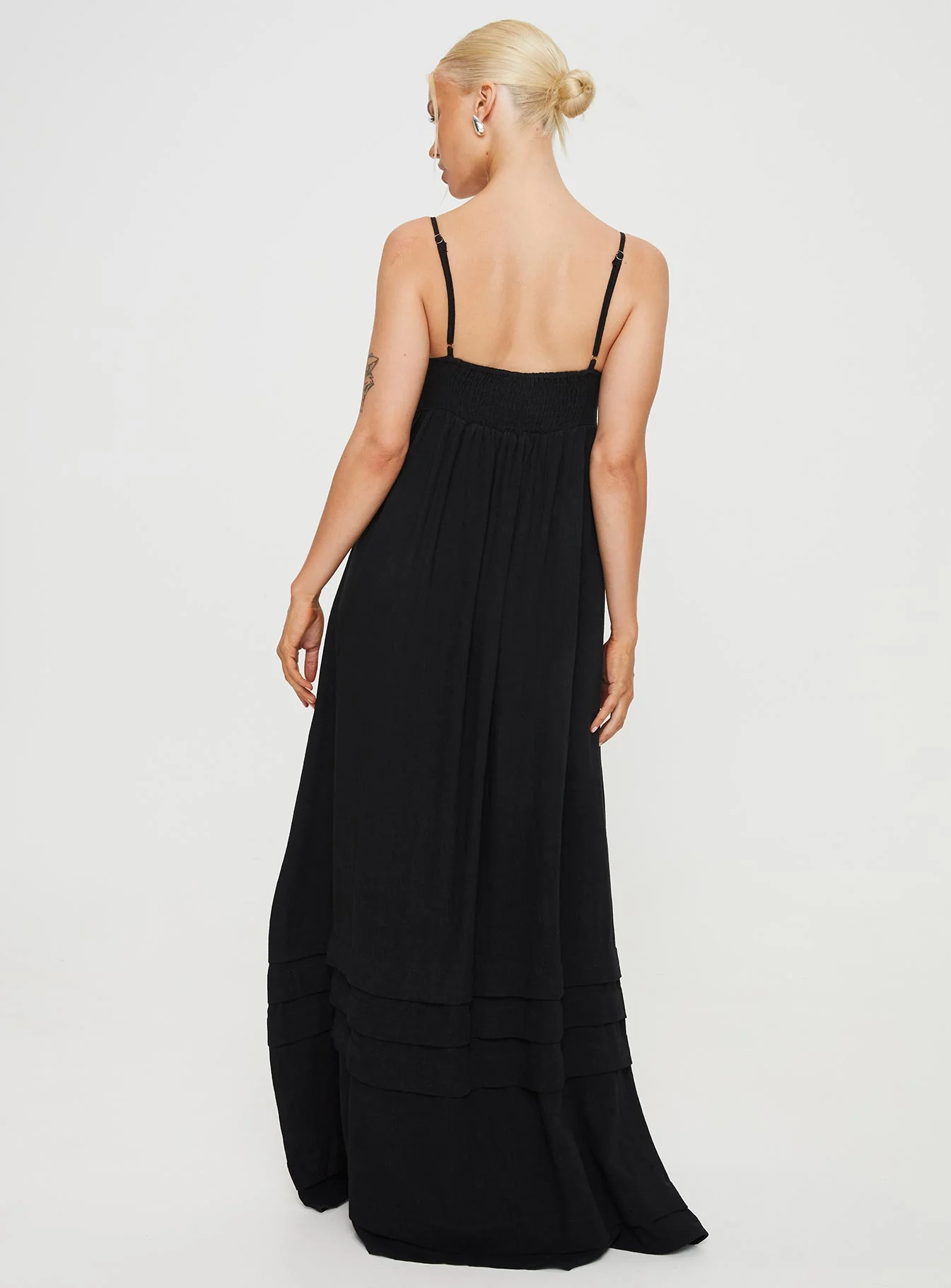 Milden Linen Blend Maxi Dress Black