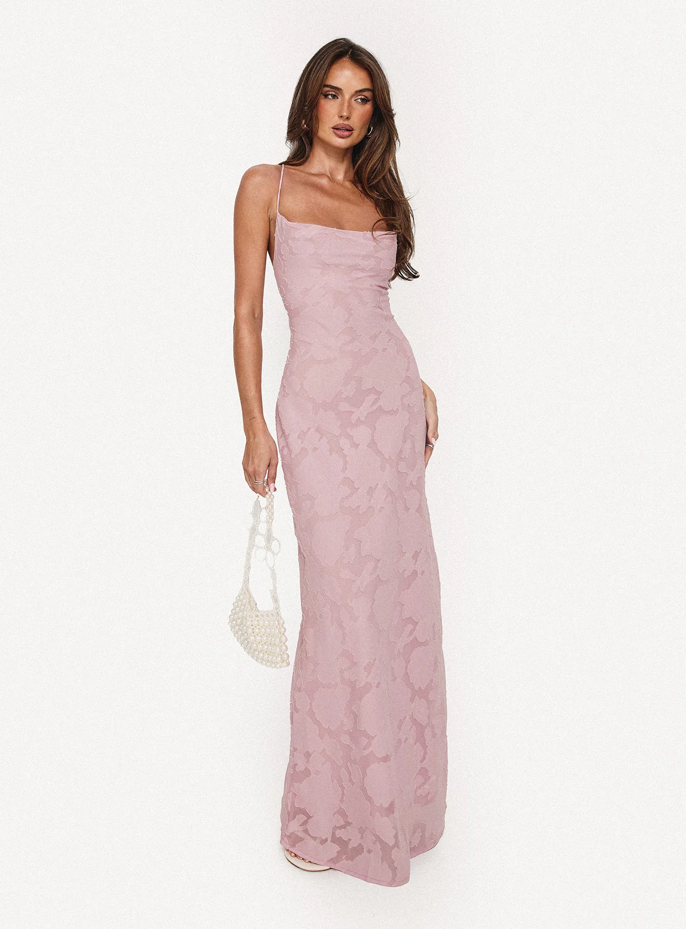Celena Maxi Dress Light Pink Burnout