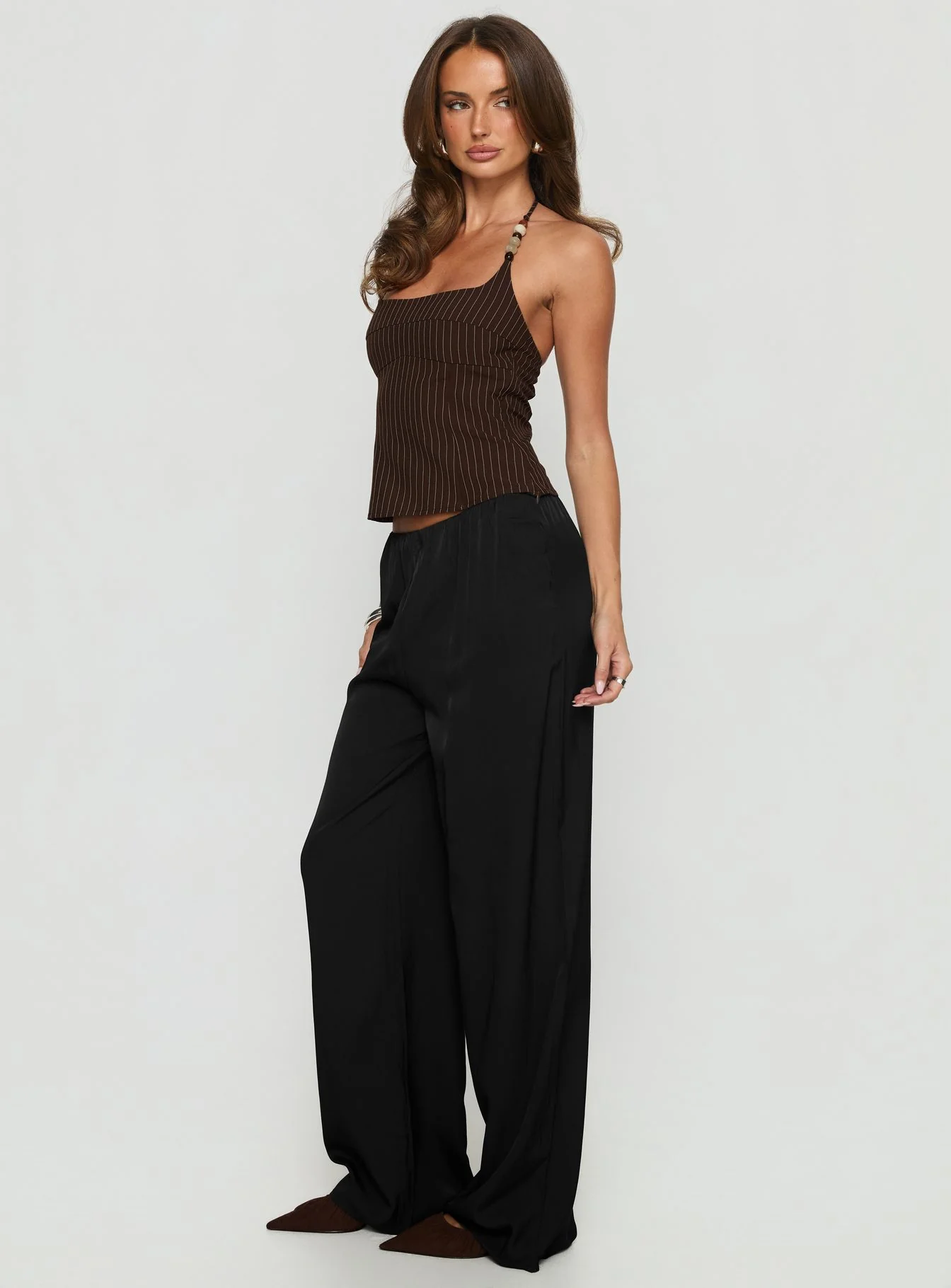 Breina Satin Straight Leg Pants Black