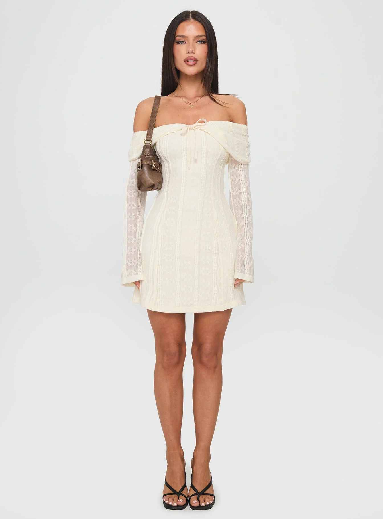 Colettie Long Sleeve Mini Dress Cream