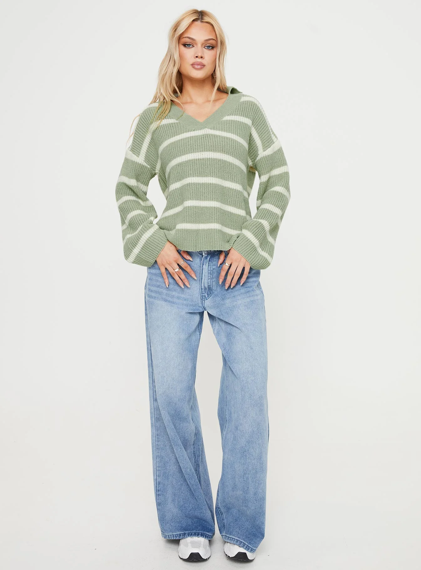 Forte Knit Sweater Sage/cream