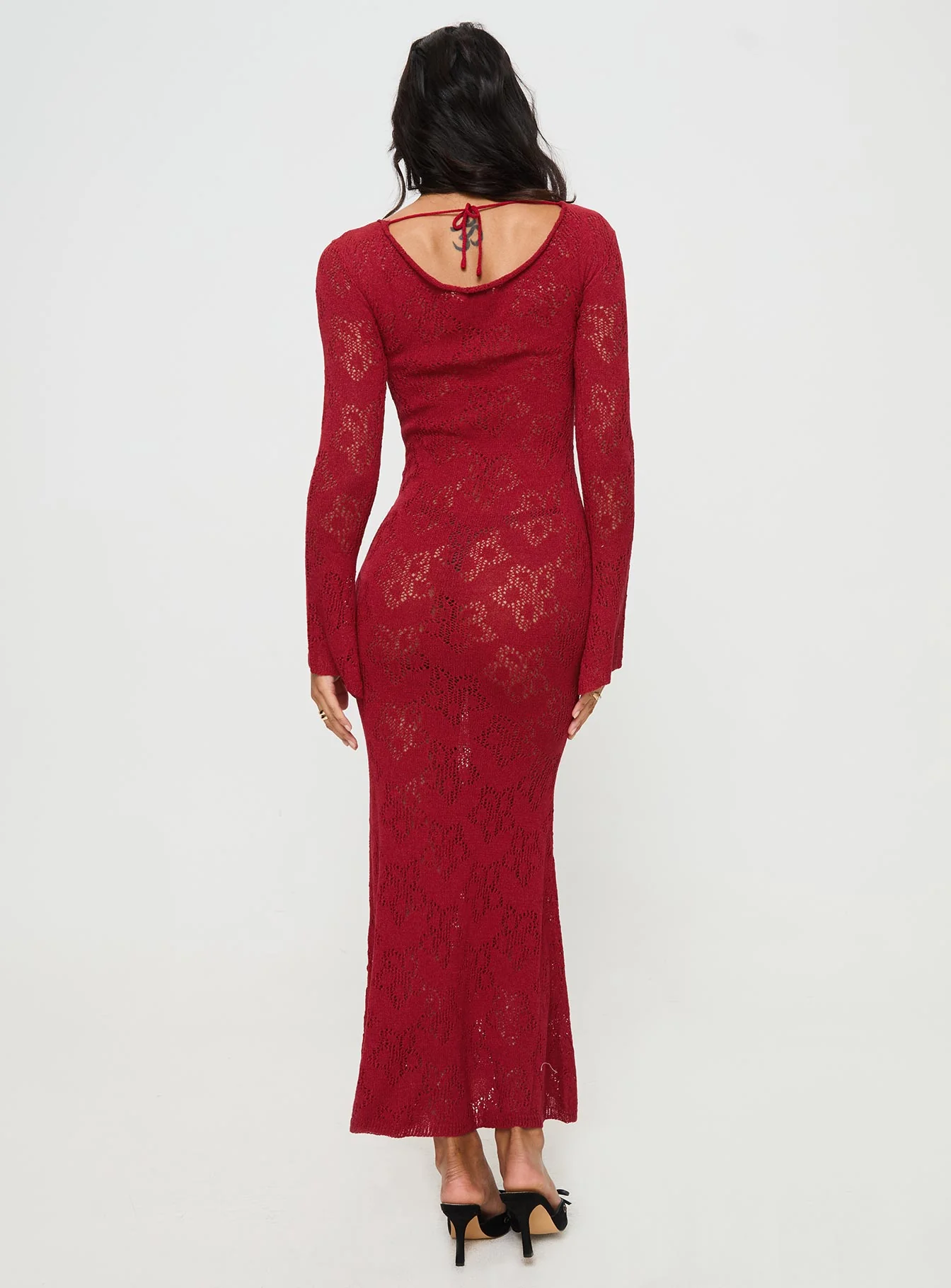 Pricely Long Sleeve Maxi Dress Red