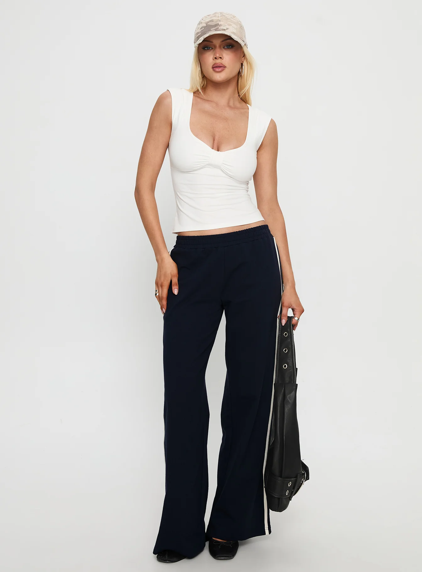 Penni Ruched Tank Top White