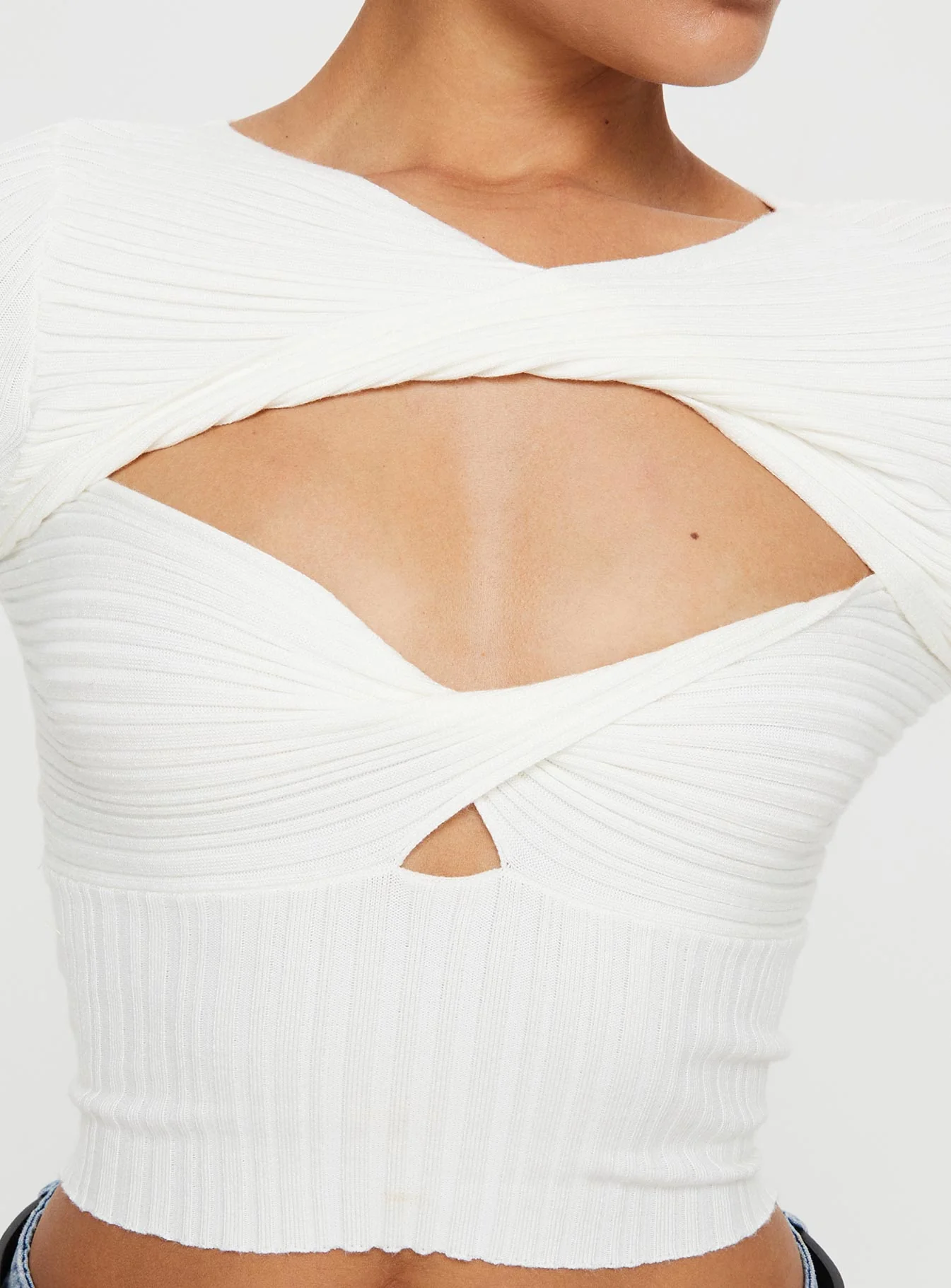 Stanzler Twist Long Sleeve Top White