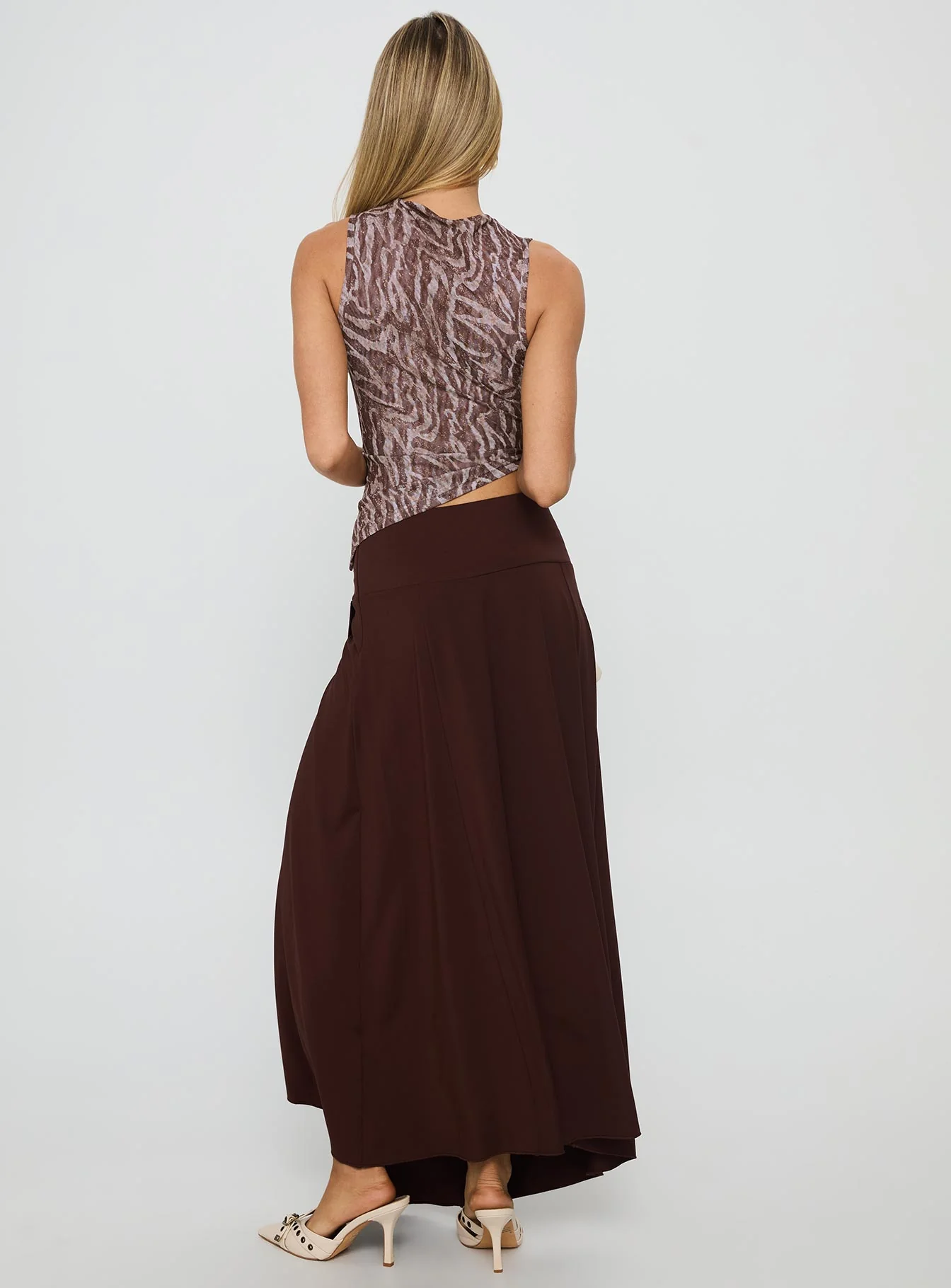 Nola Hardware Slit Maxi Skirt Brown