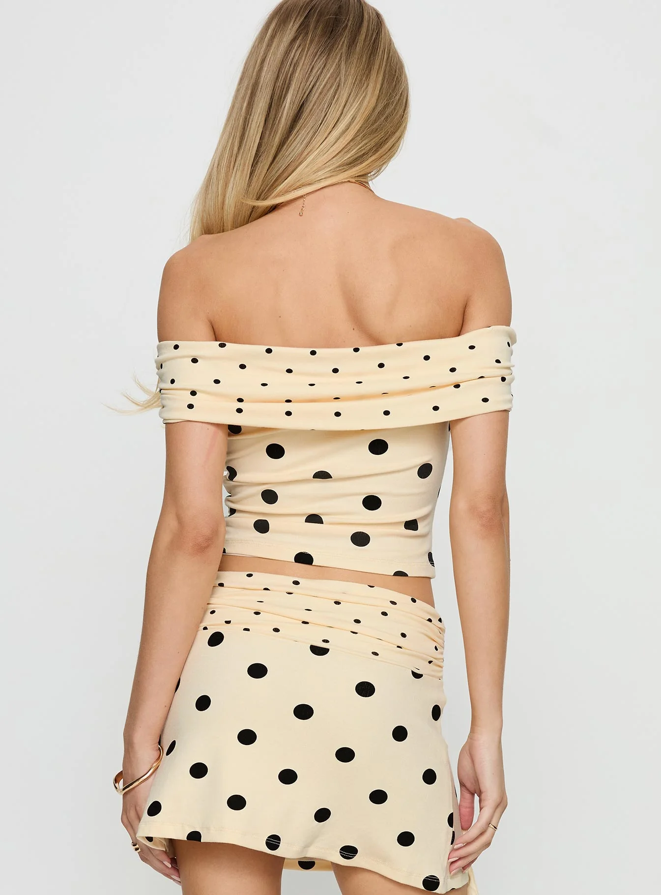 Aneira Off Shoulder Top Cream Polka