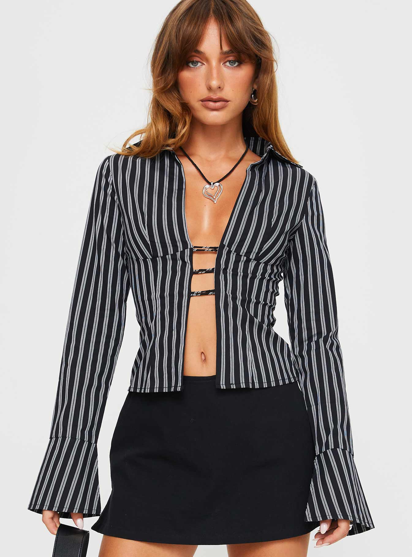 Nial Long Sleeve Top Black Stripe