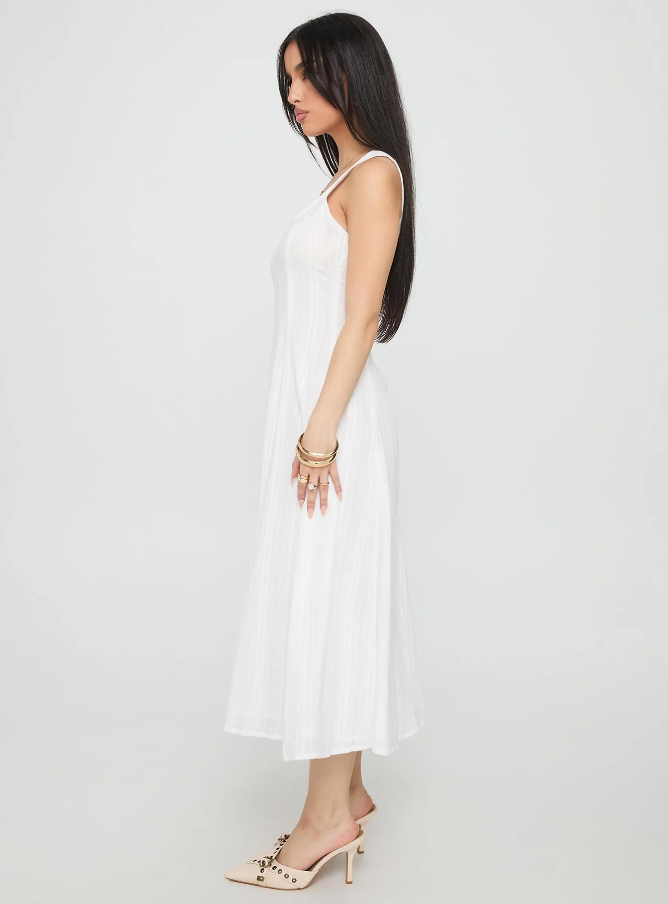Forever Loved Panelled Midi Dress White
