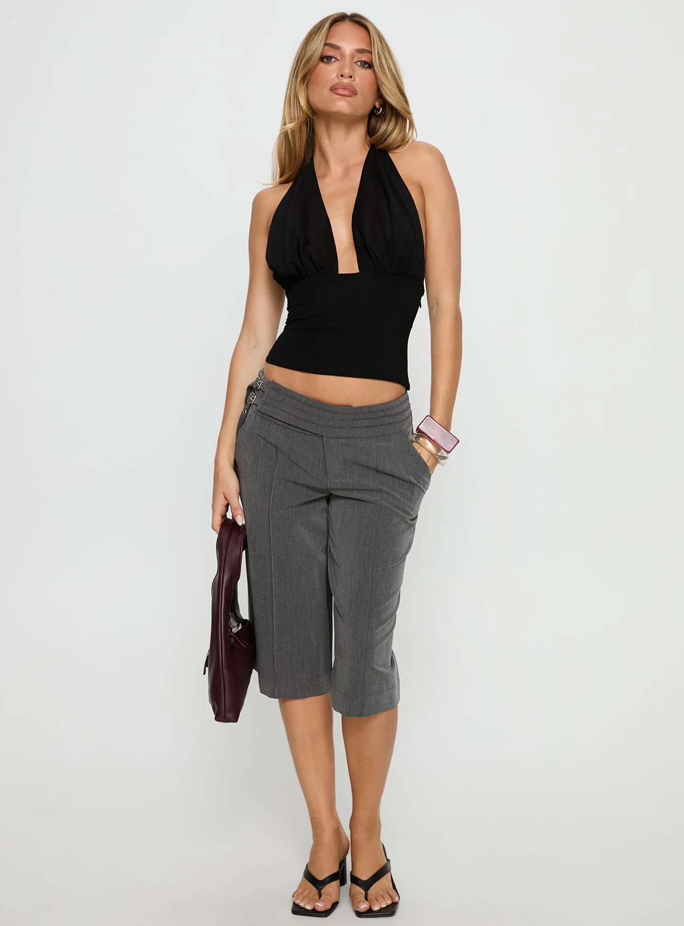 Rakelle 3/4 Tailored Shorts Dark Grey