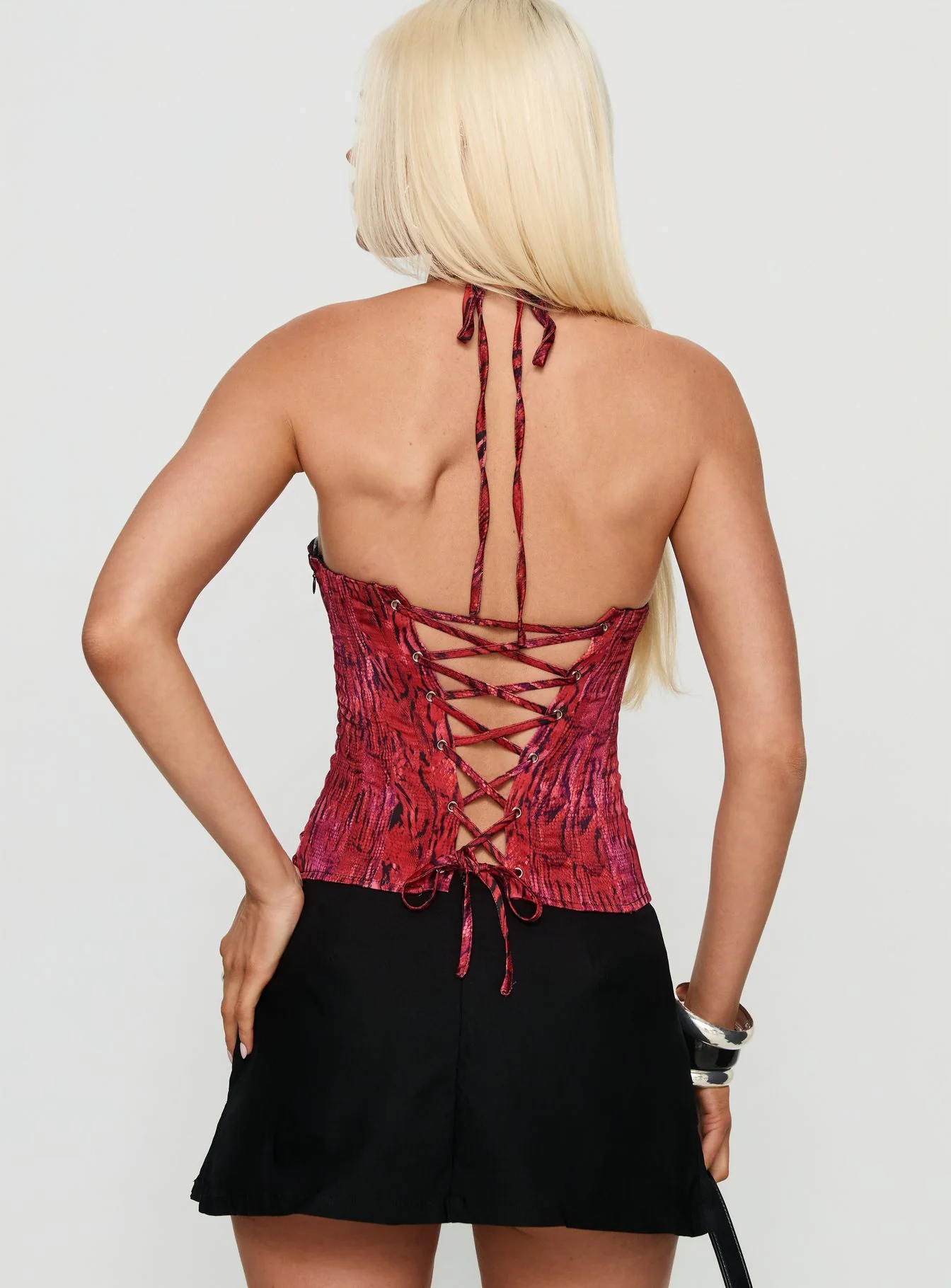 Joylene Lace Up Corset Red / Black