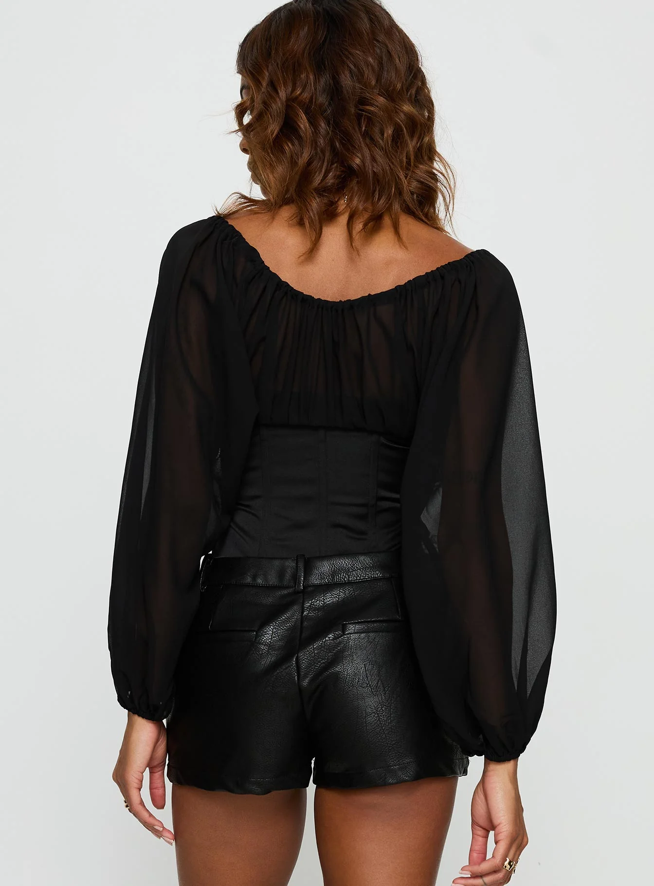 Gypsie Blouson Long Sleeve Corset Top Black