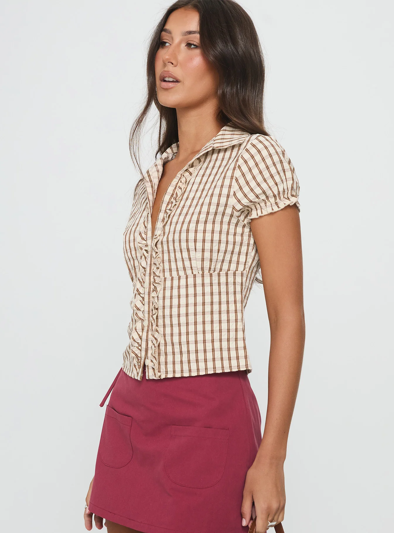 Arla Blouse Brown Check