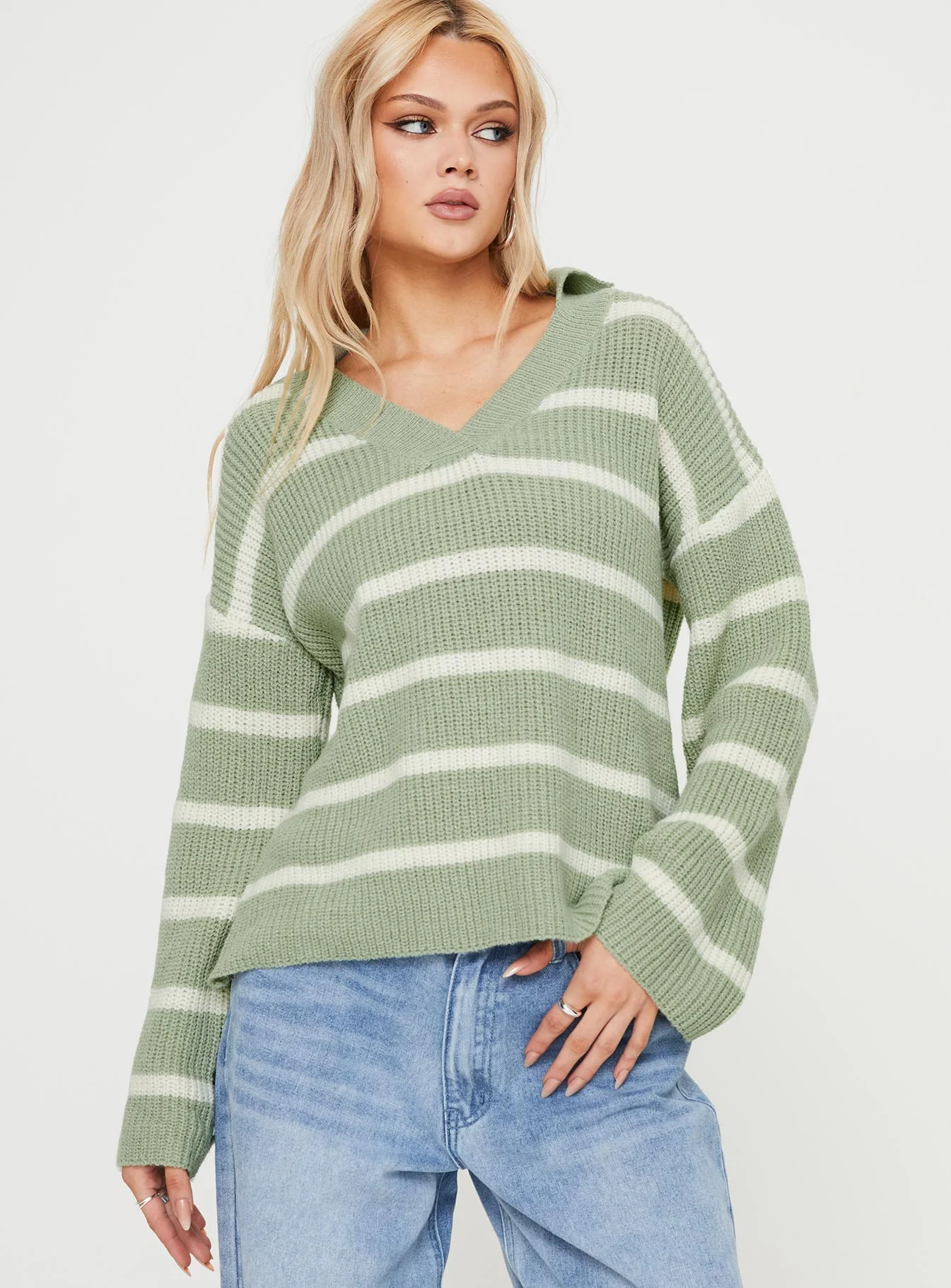 Forte Knit Sweater Sage/cream
