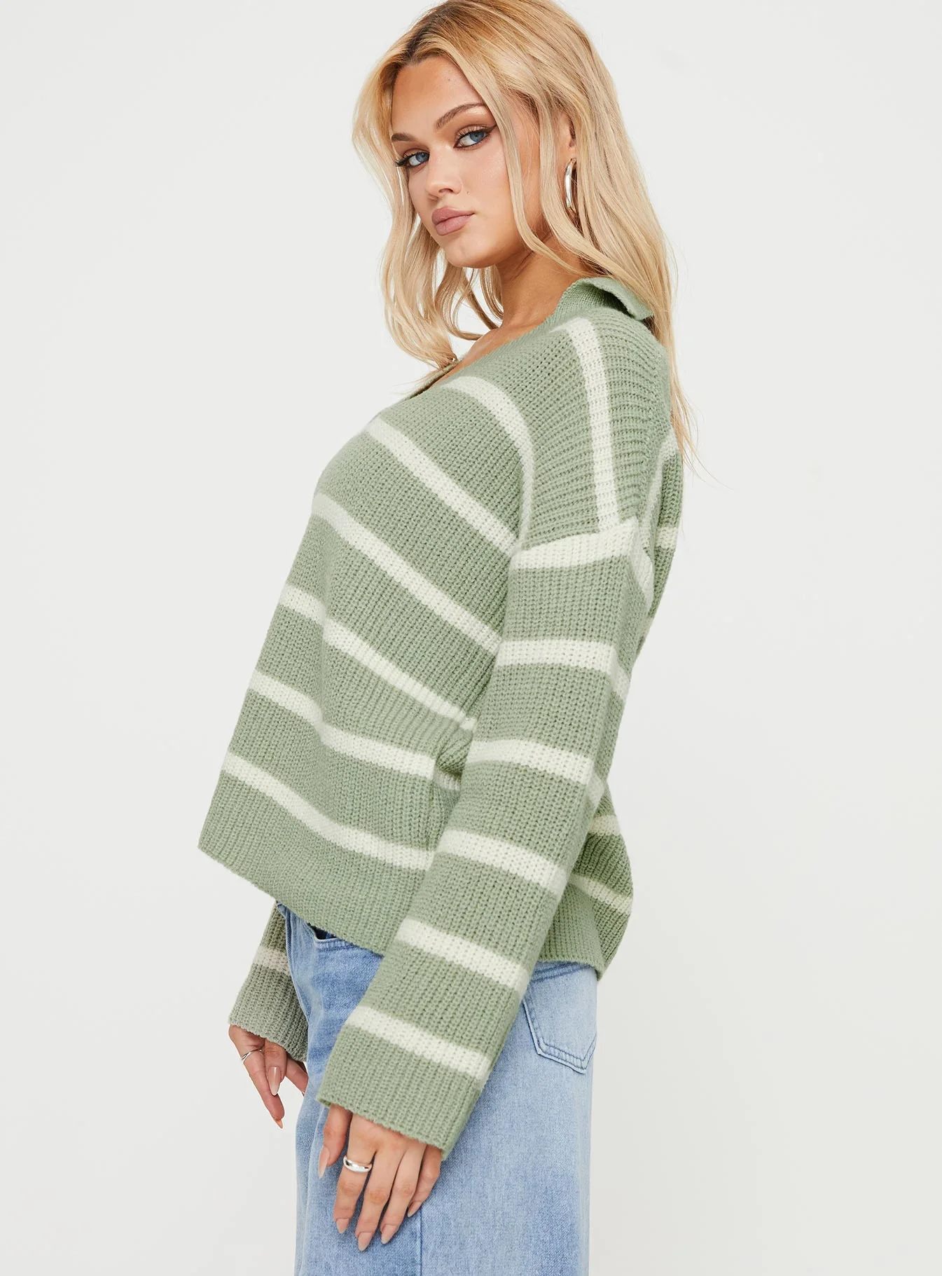 Forte Knit Sweater Sage/cream