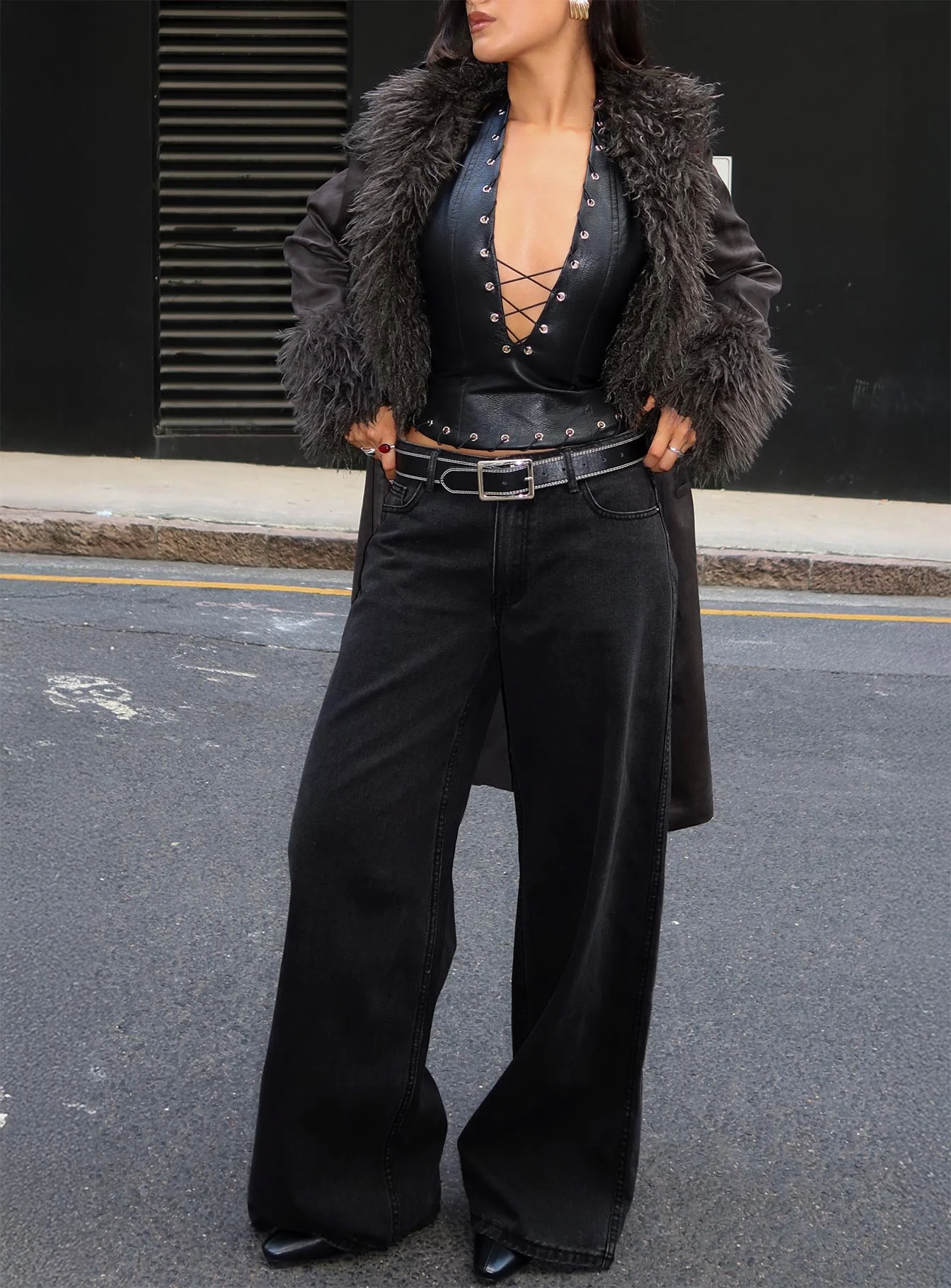 Ramos Low Rise Denim Jeans Washed Black