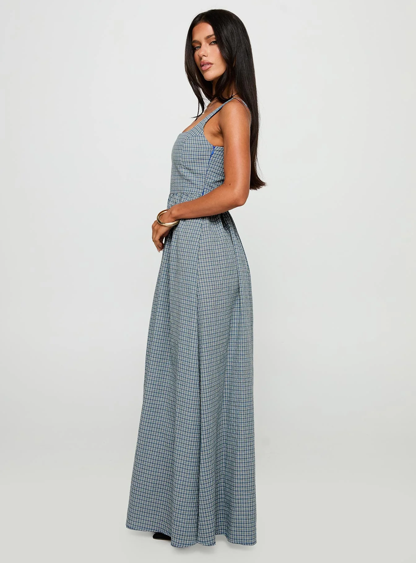 Cartmel Check Maxi Dress Navy