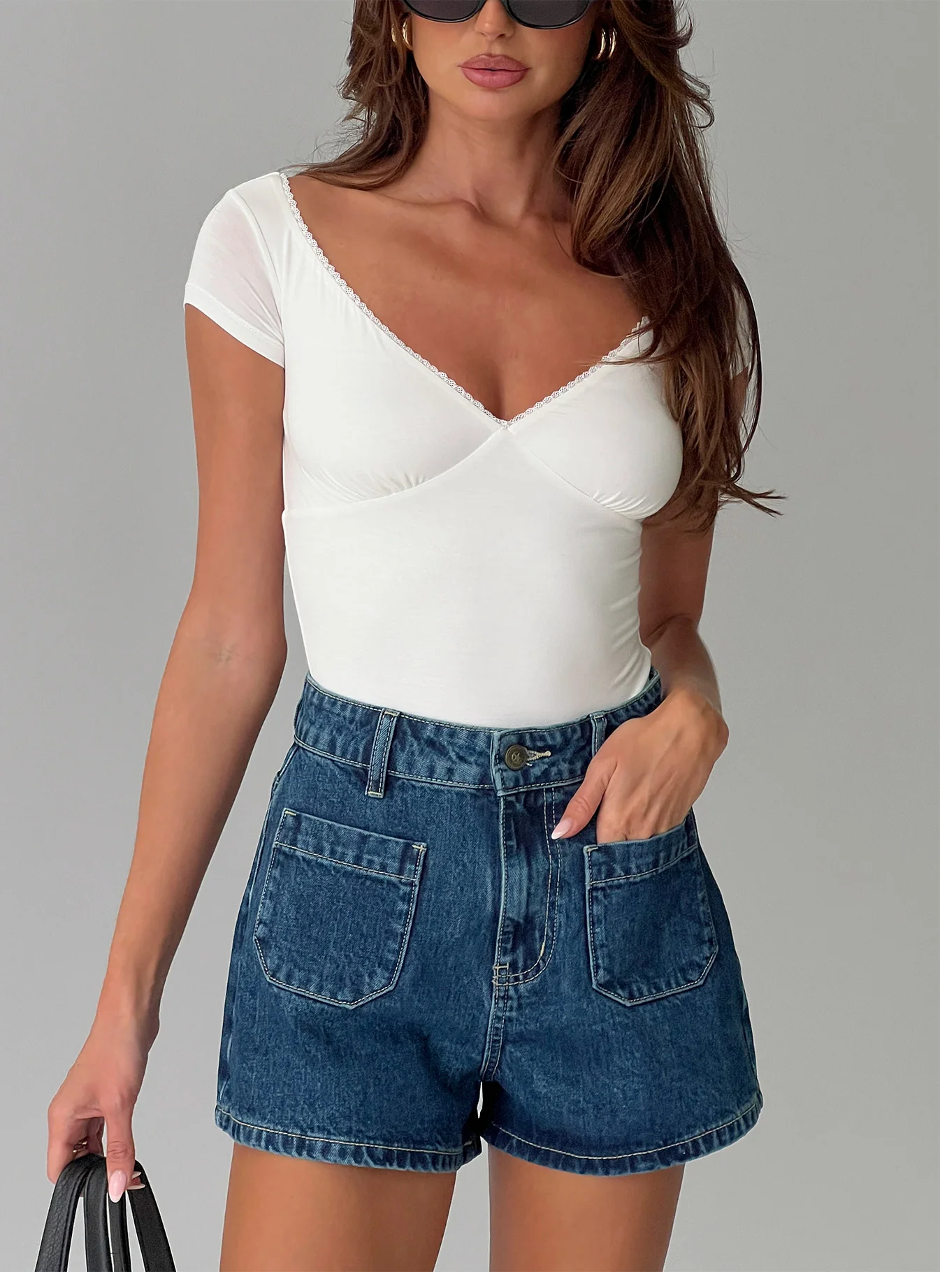 Take My Breath Denim Shorts Blue