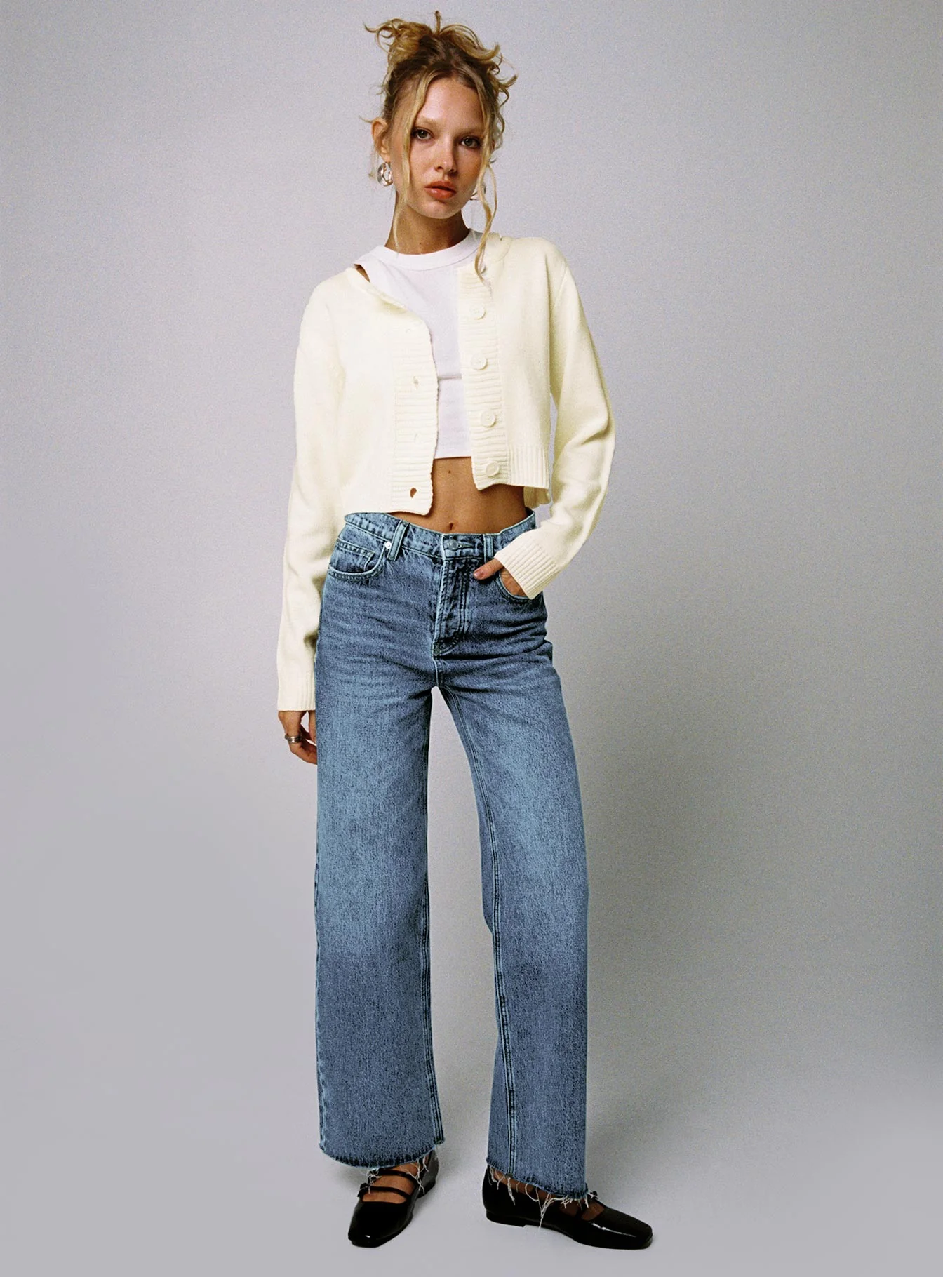 Fawcett High Rise Straight Leg Jeans Mid Blue Wash