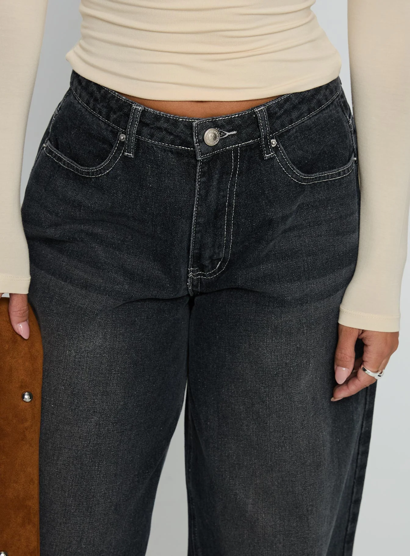 Naylor Wide Leg Jeans Grey Wash