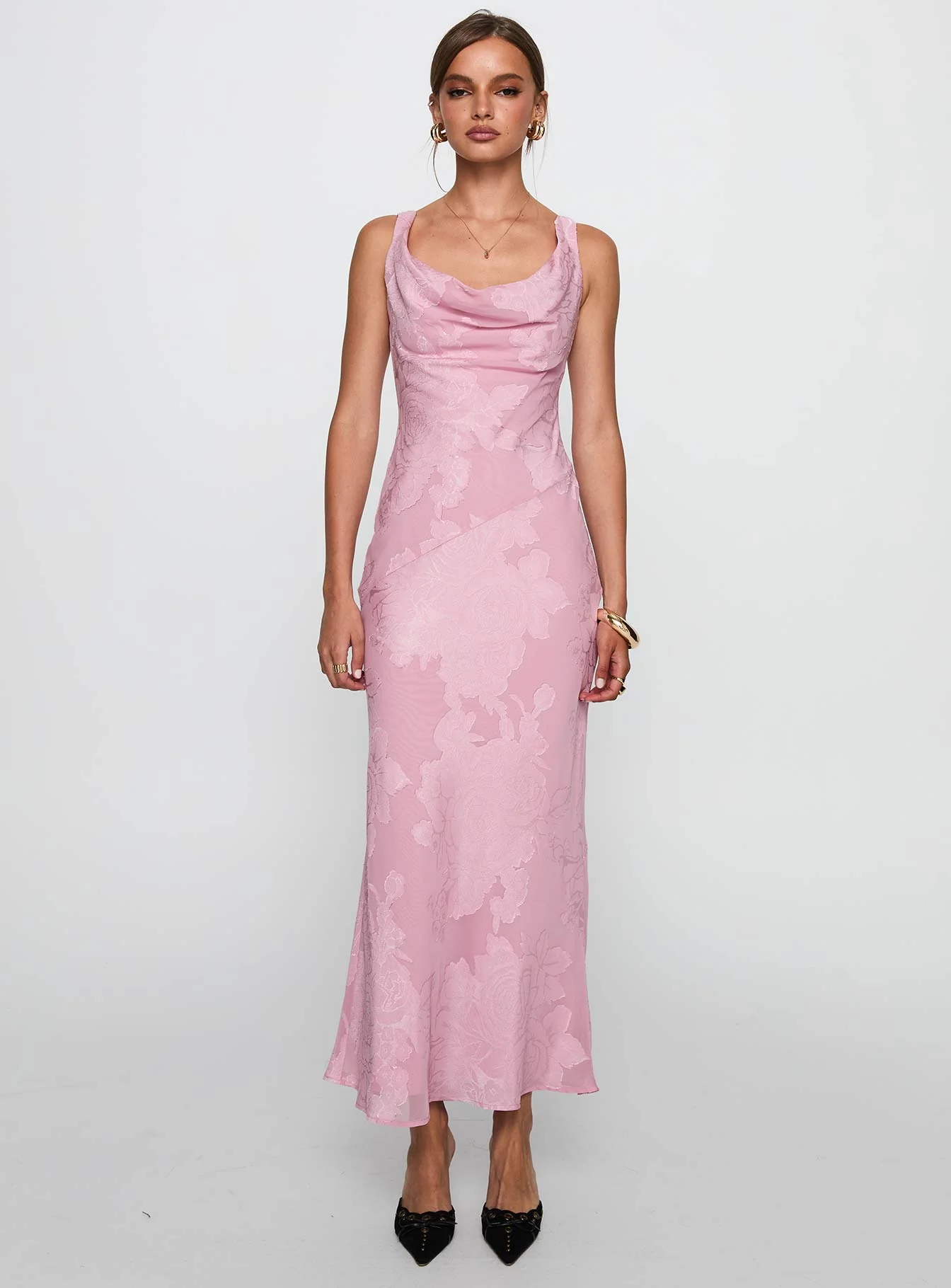 Brietta Cowl Maxi Dress Pink