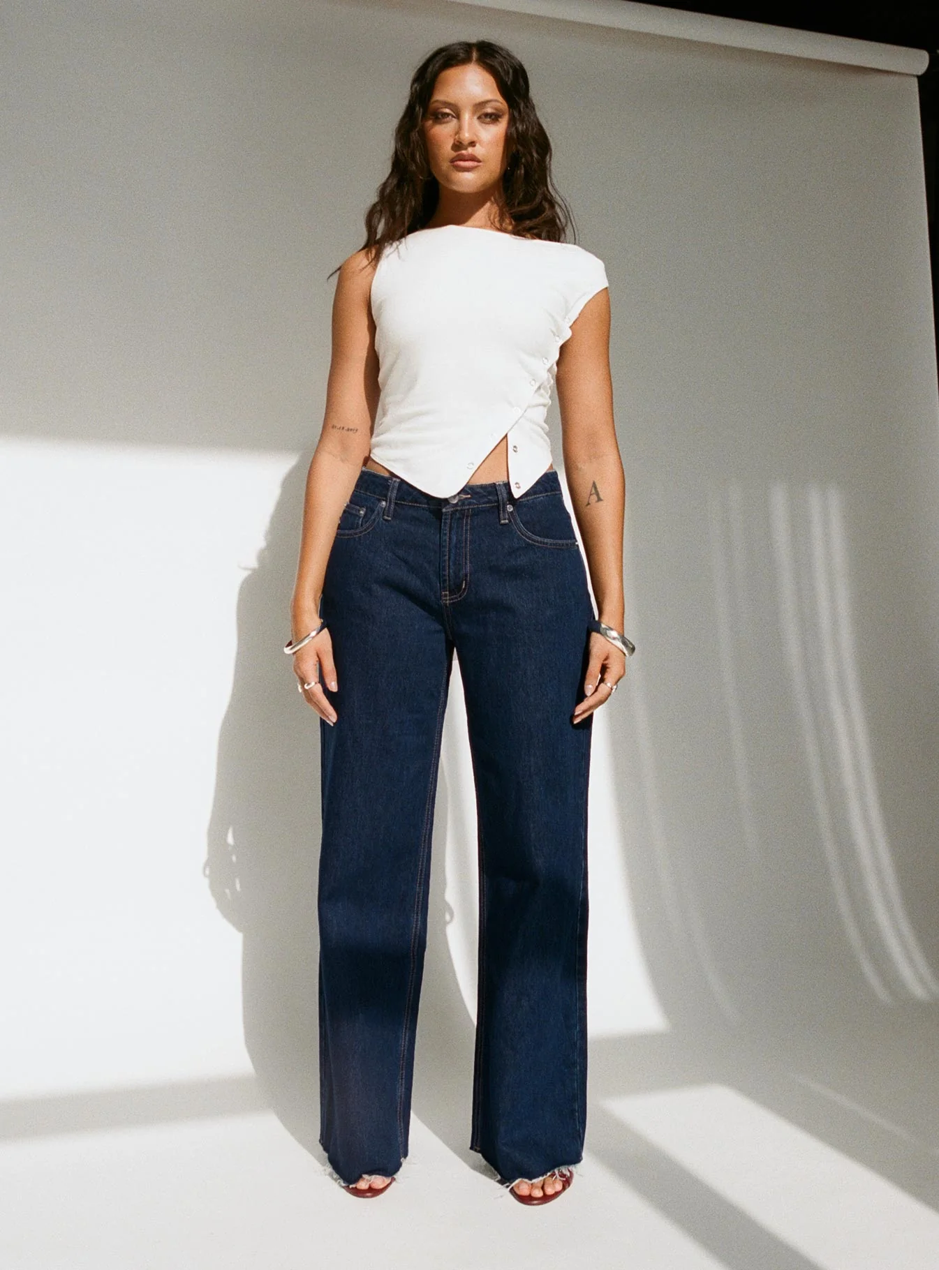 Darla Low Rise Straight Leg Jean Dark Blue Wash