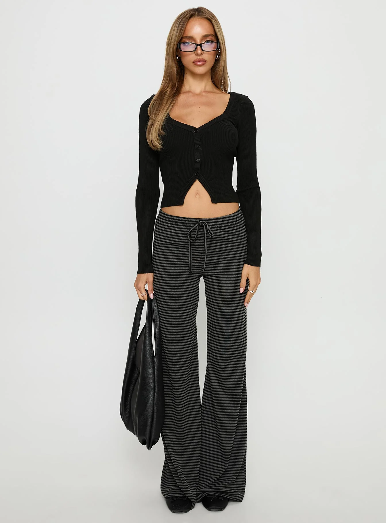 Alfreda Jersey Pants Grey / Black Stripe