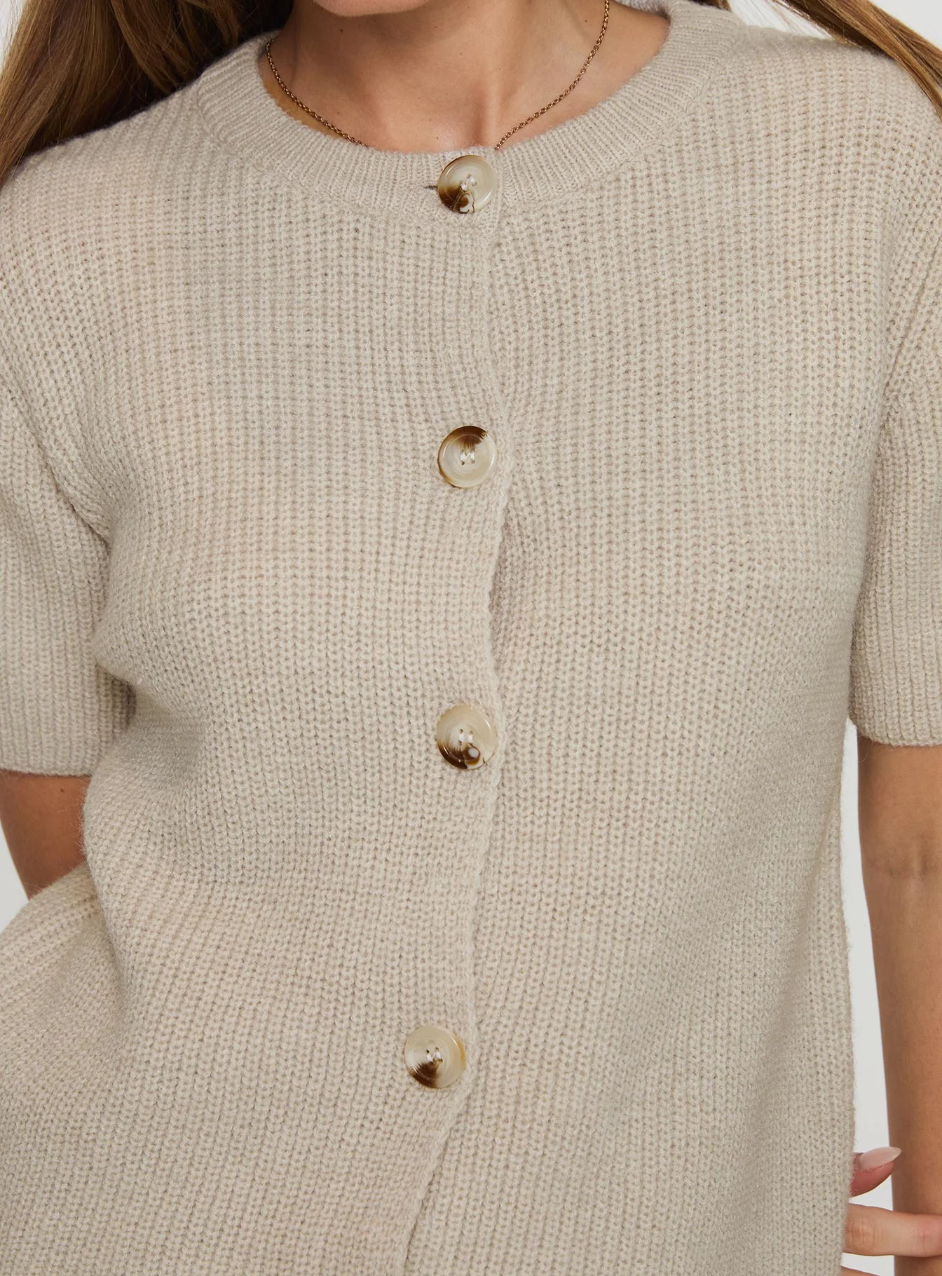Wait A Lifetime Short Sleeve Cardigan Beige