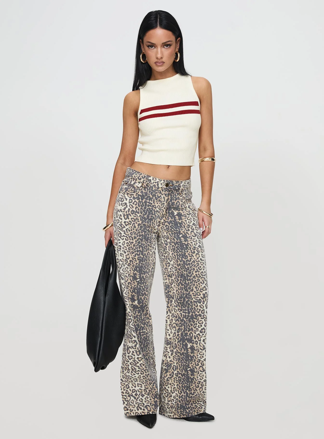 Top Model Low Rise Straight Leg Jeans Leopard Fade