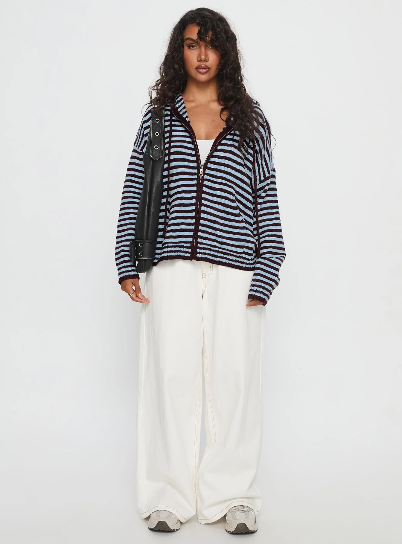 Brienna Zip Jacket Burgundy / Blue Stripe