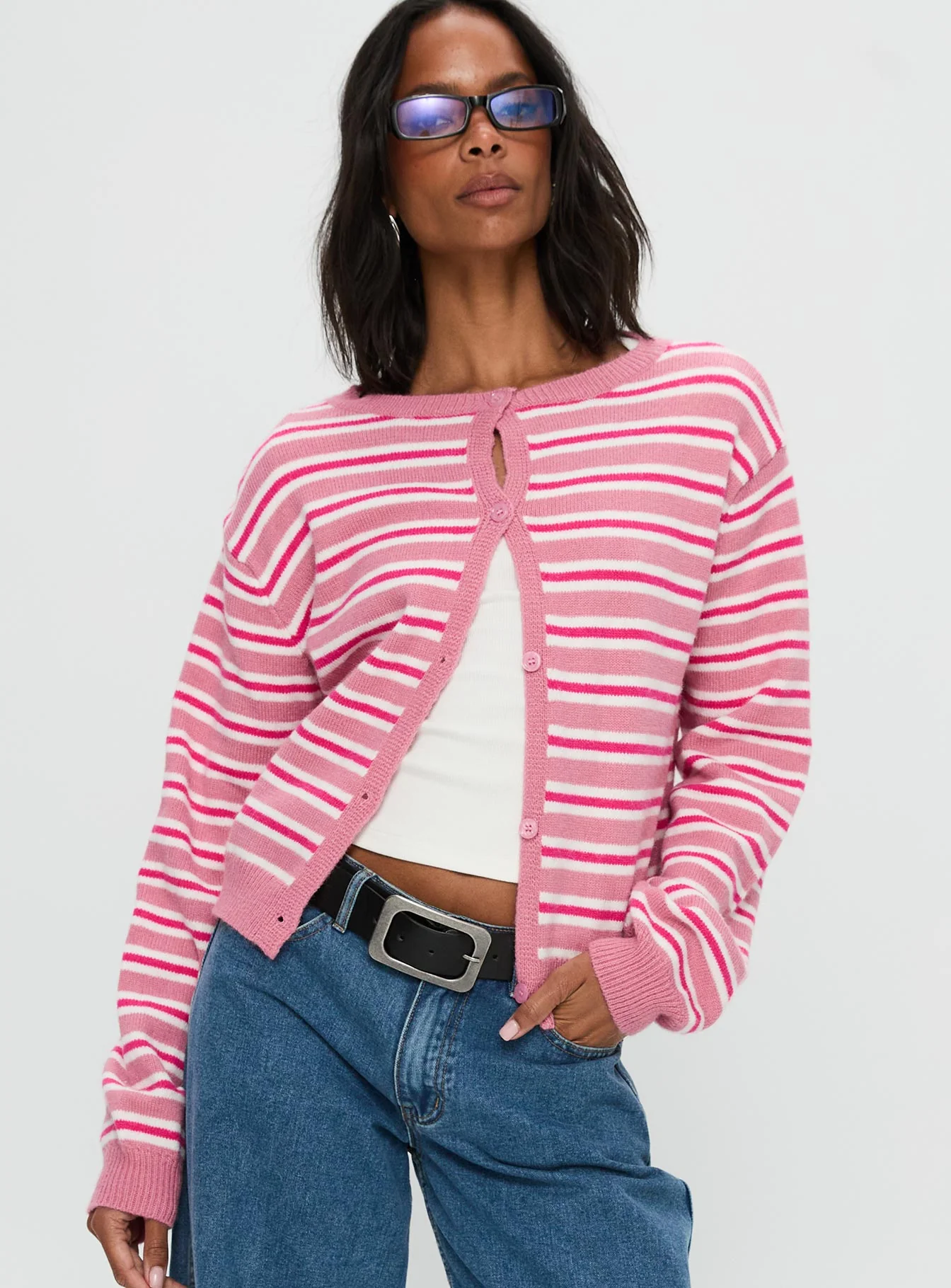 Heavenly Dream Cardigan Pink Stripe