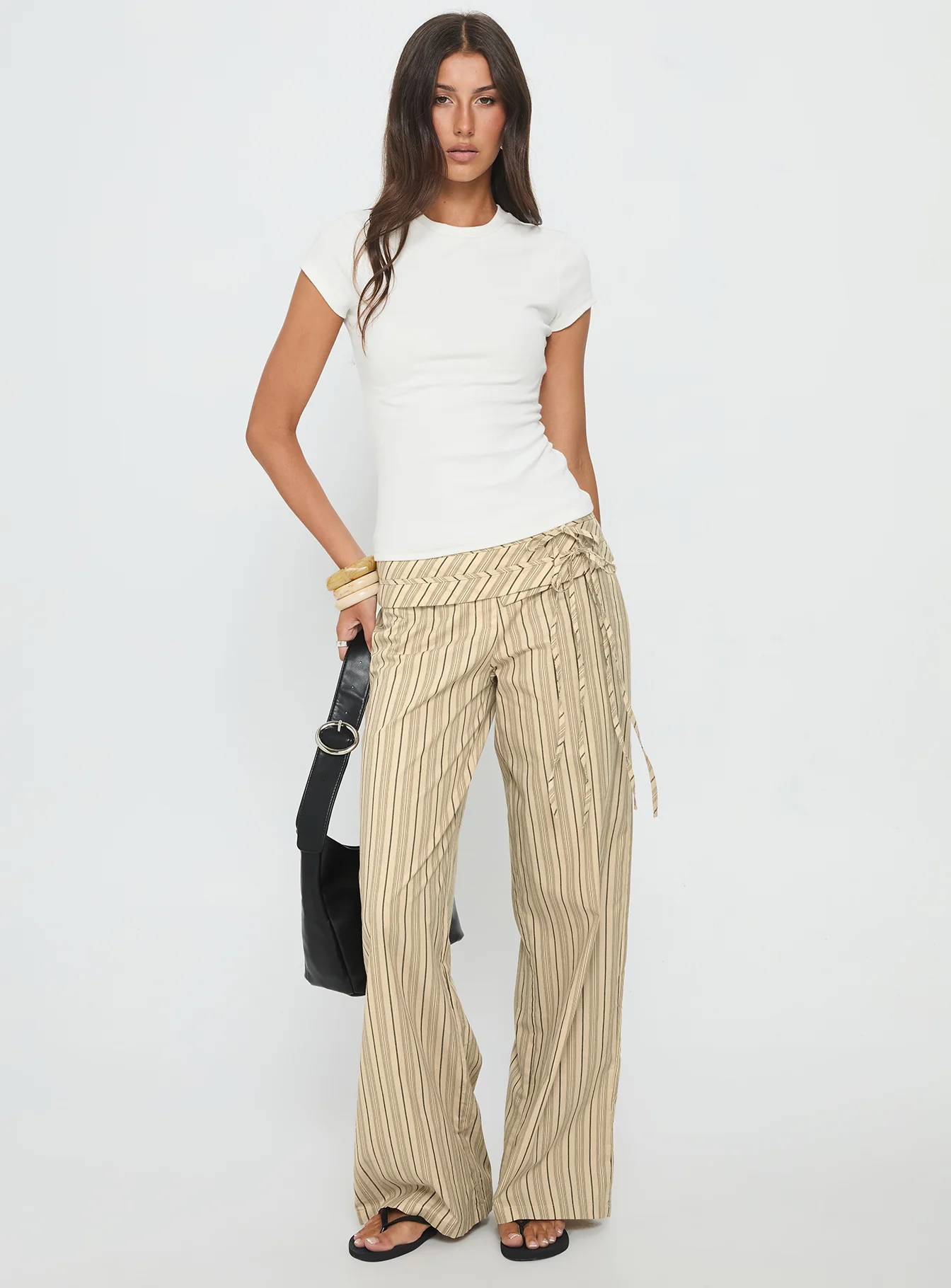 Seneca Wrap Pant Beige Stripe