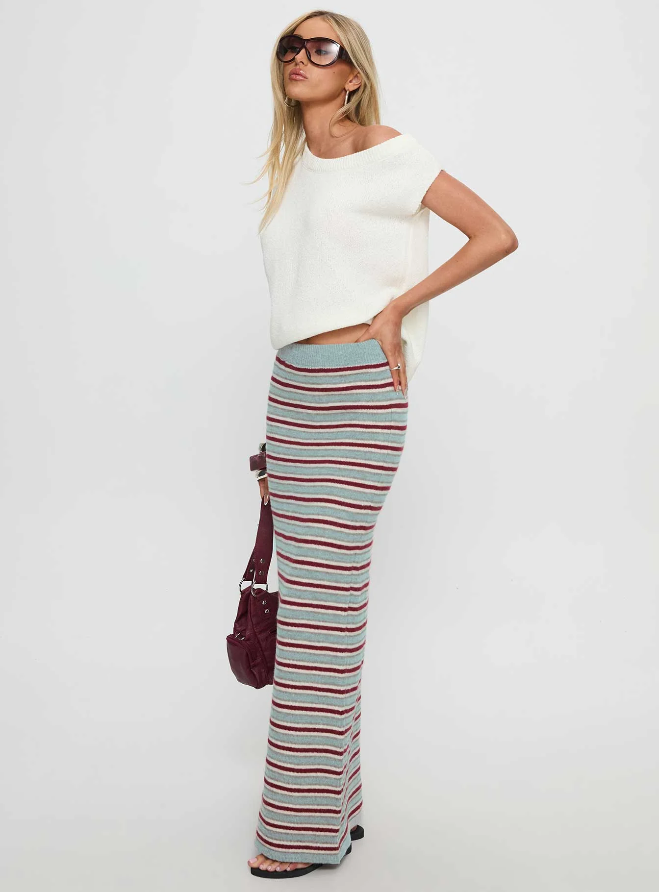 On Air Knit Maxi Skirt Multi Stripe