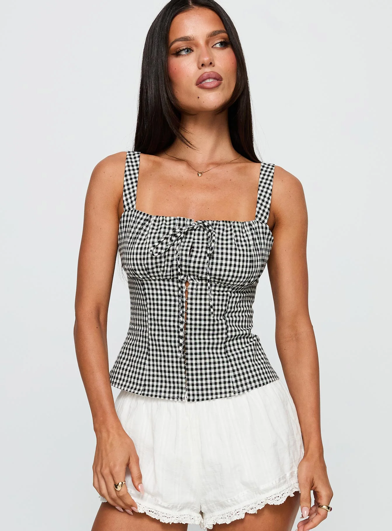 Modern Girl Top Black Gingham