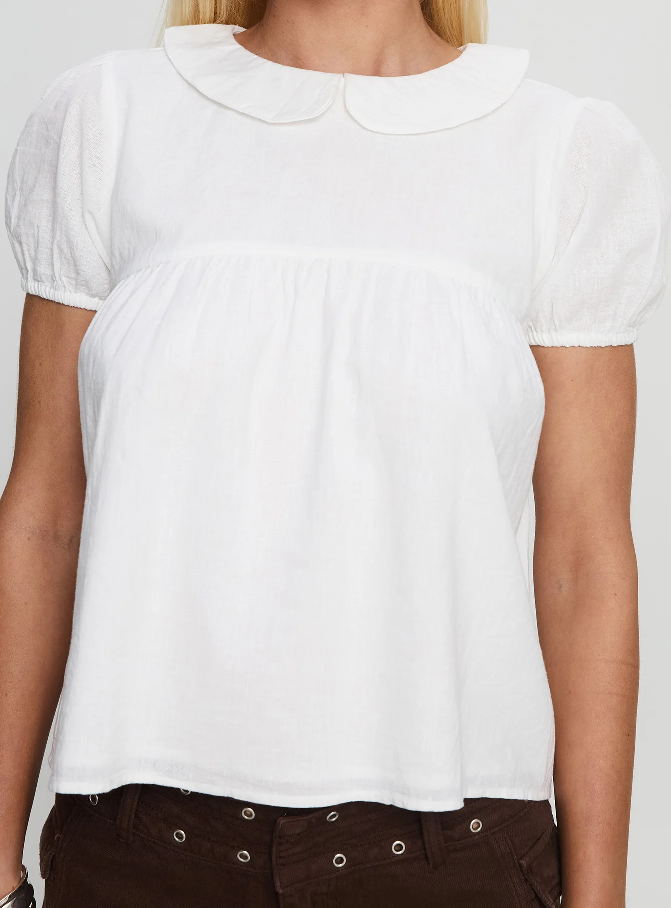 Vaylen Collared Blouse Top White