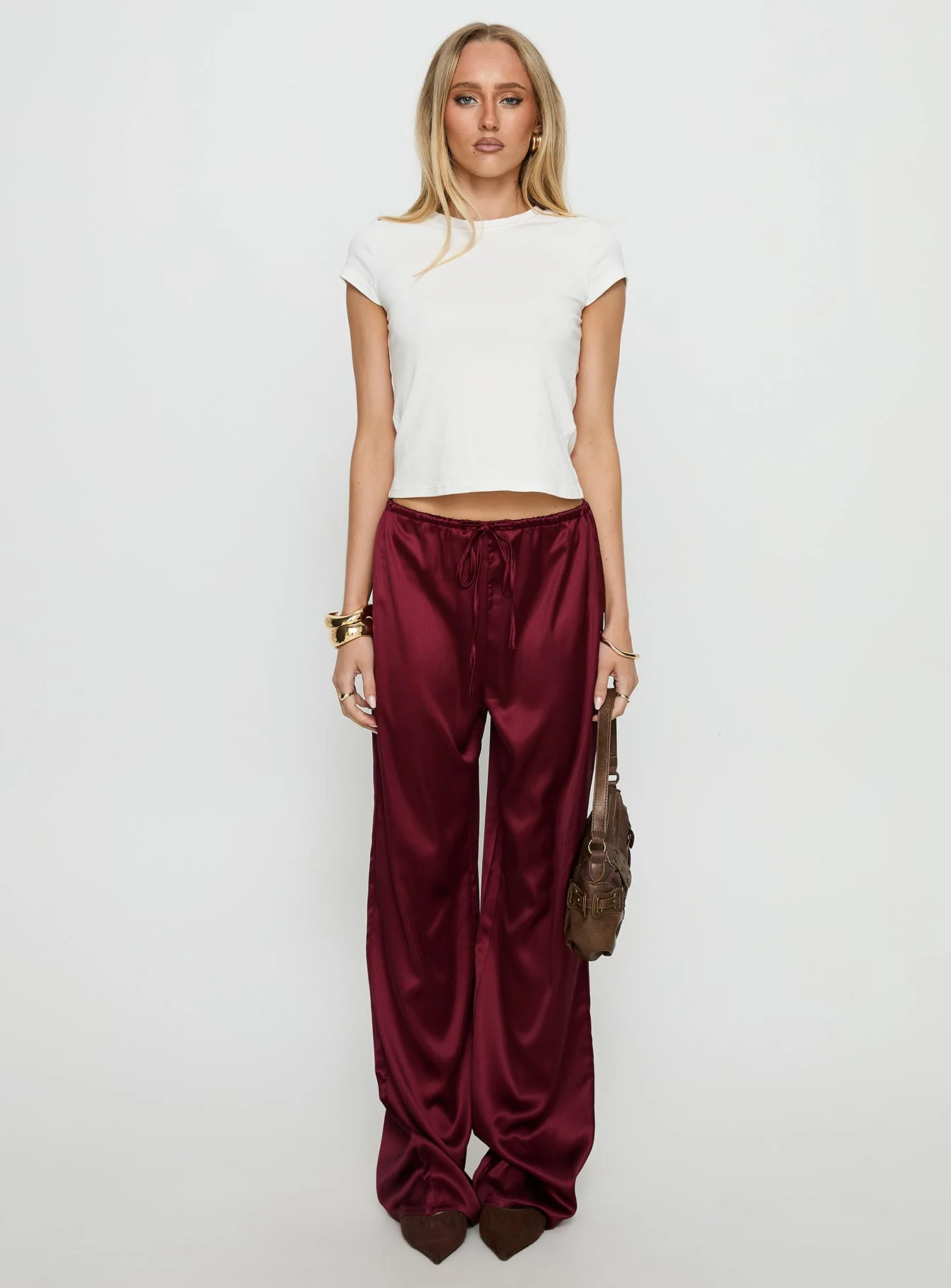 Soulstar Satin Pants Wine