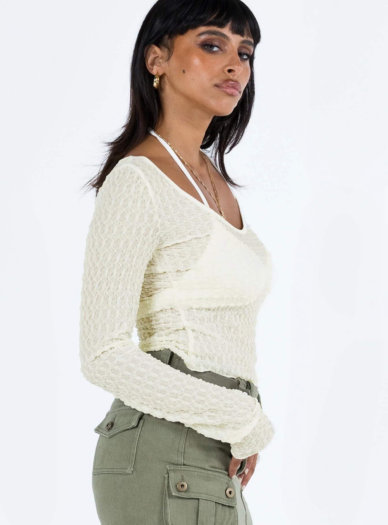 Lyner Long Sleeve Top Off White
