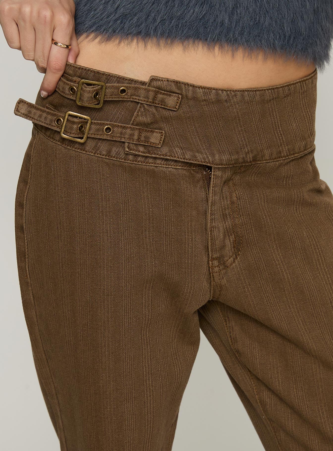 Thrill Ride Mid Rise Corduroy Flare Jeans Washed Brown